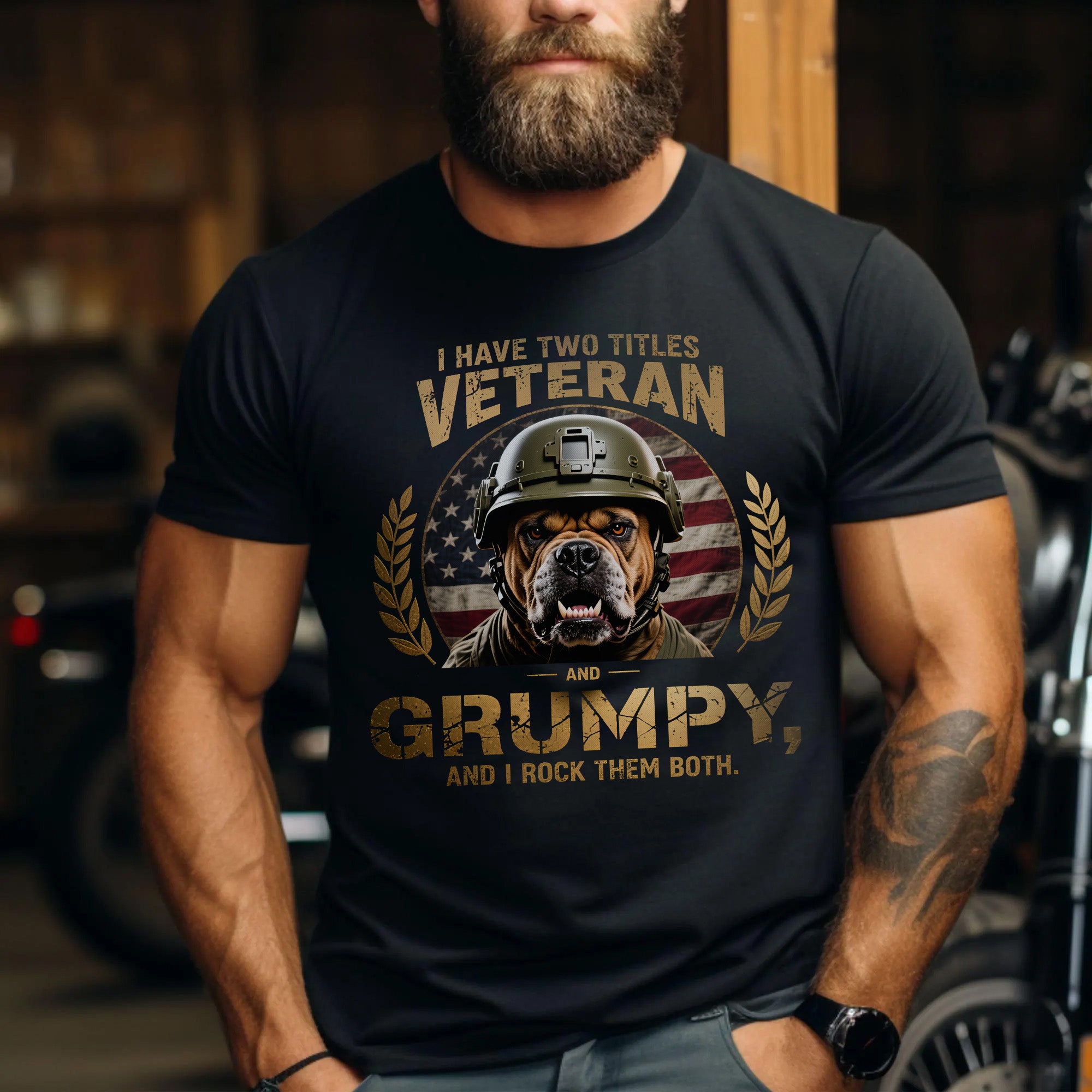 I Have Two Titles Veteran and Grumpy and I Rock Them Both Proud US Military T-Shirt