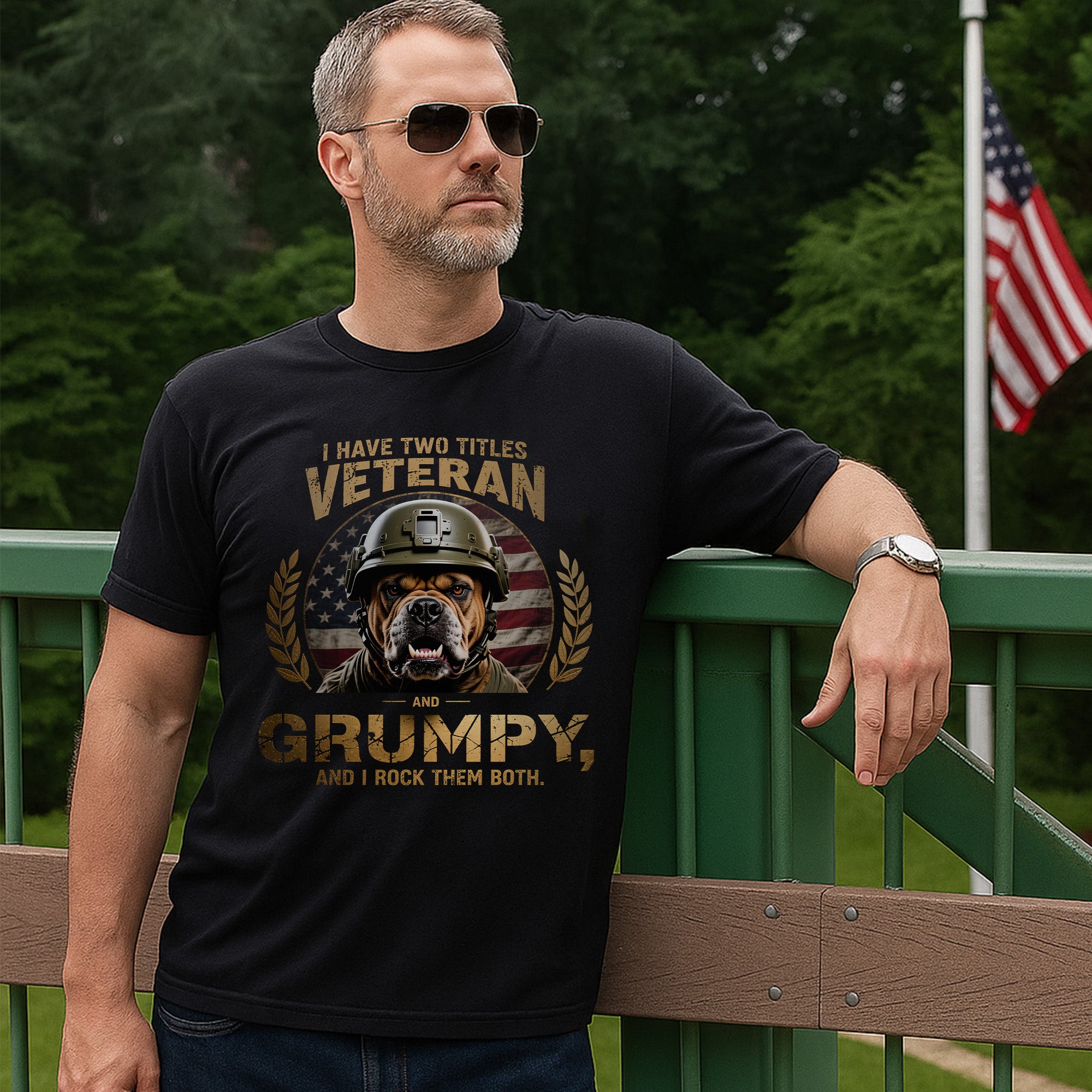 I Have Two Titles Veteran and Grumpy and I Rock Them Both Proud US Military T-Shirt