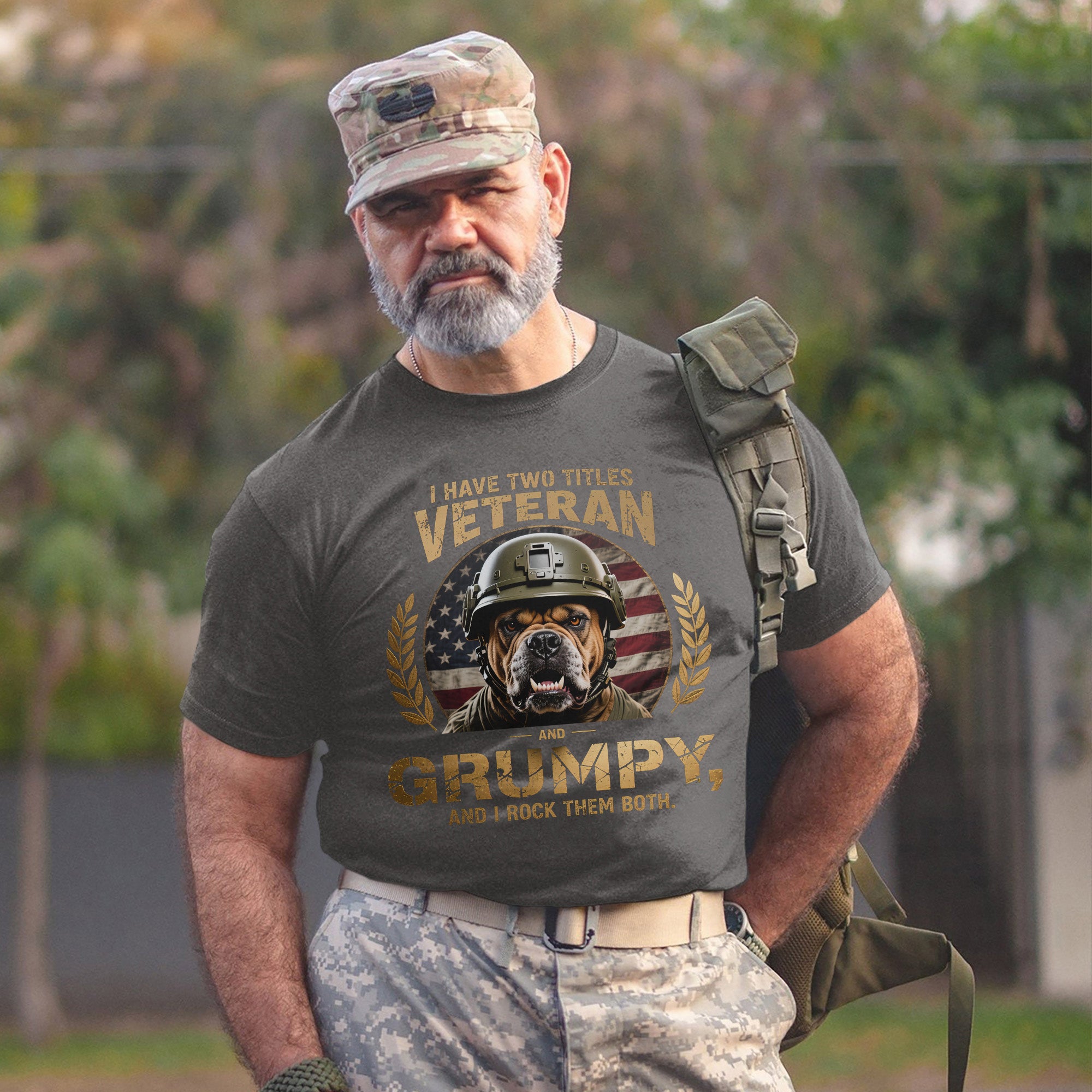 I Have Two Titles Veteran and Grumpy and I Rock Them Both Proud US Military T-Shirt