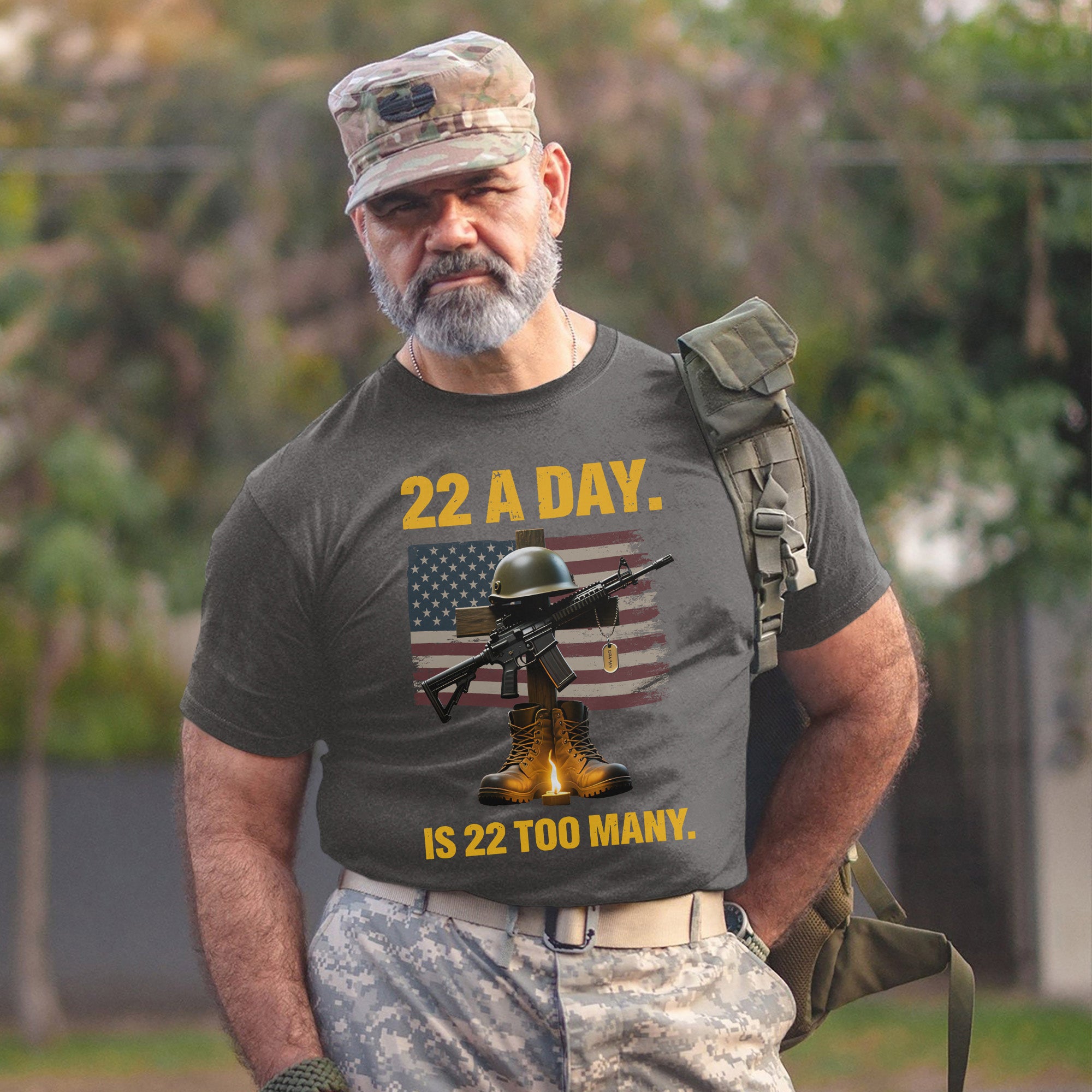 22 a Day Is 22 Too Many Stop Veteran Suicide Awareness US Military Support T-Shirt