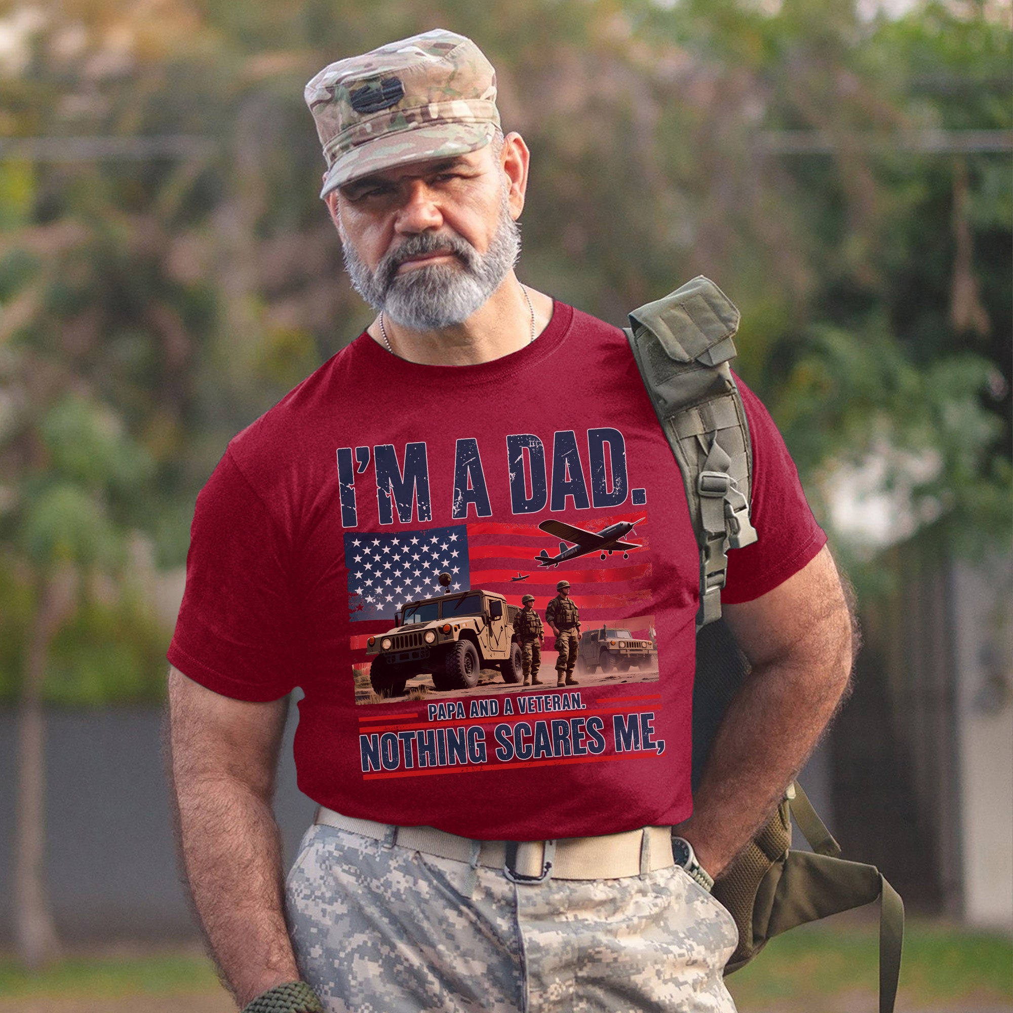 I’m a Dad Papa and a Veteran Nothing Scares Me Proud US Military Patriotic T-Shirt