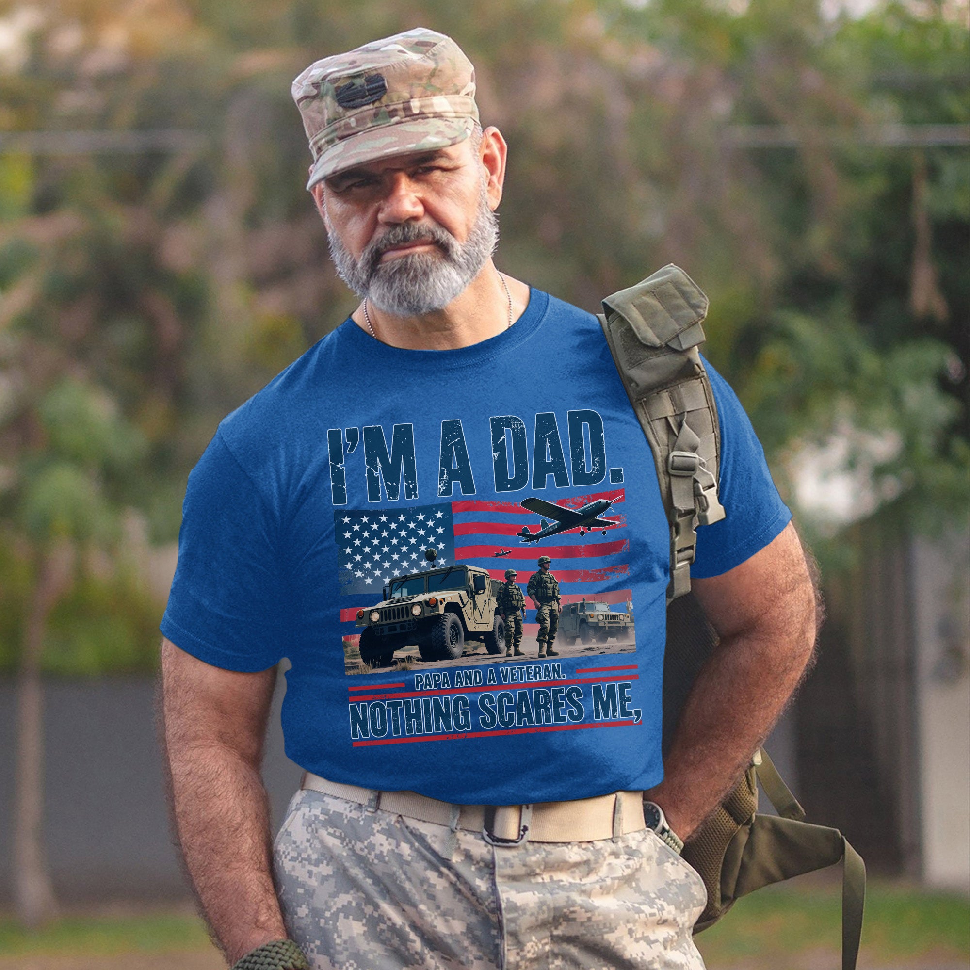 I’m a Dad Papa and a Veteran Nothing Scares Me Proud US Military Patriotic T-Shirt