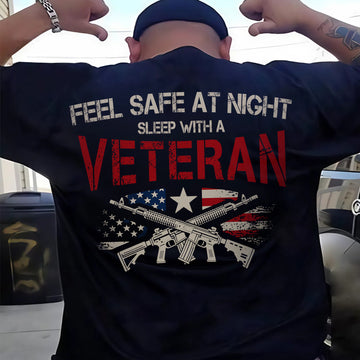 Feel Safe at Night Sleep with a Veteran Proud US Military Patriotic Humor T-Shirt