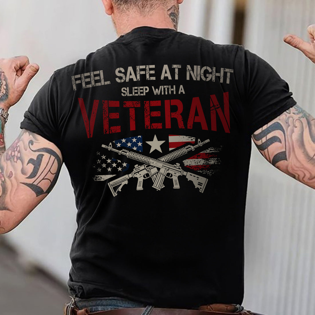 Feel Safe at Night Sleep with a Veteran Proud US Military Patriotic Humor T-Shirt