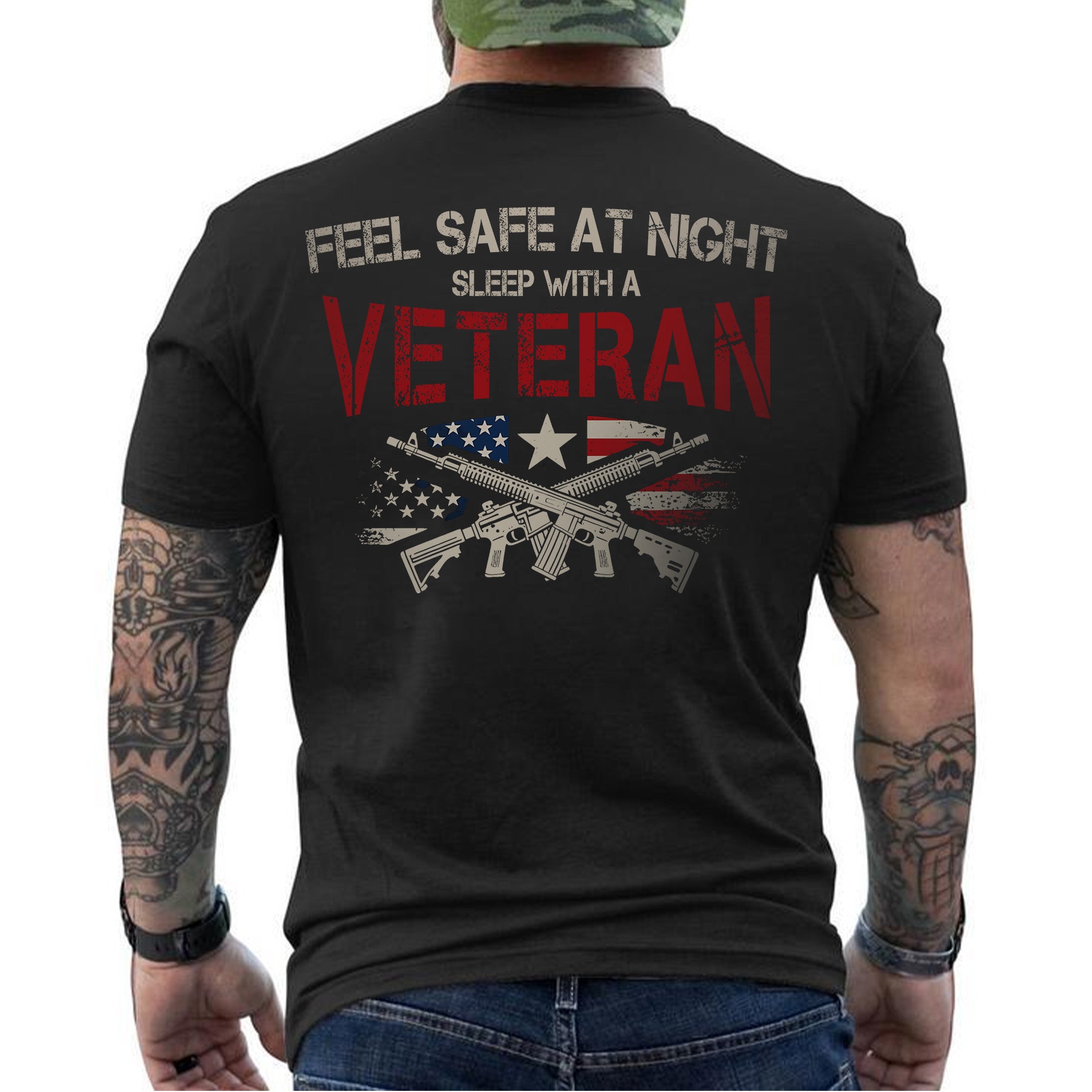 Feel Safe at Night Sleep with a Veteran Proud US Military Patriotic Humor T-Shirt