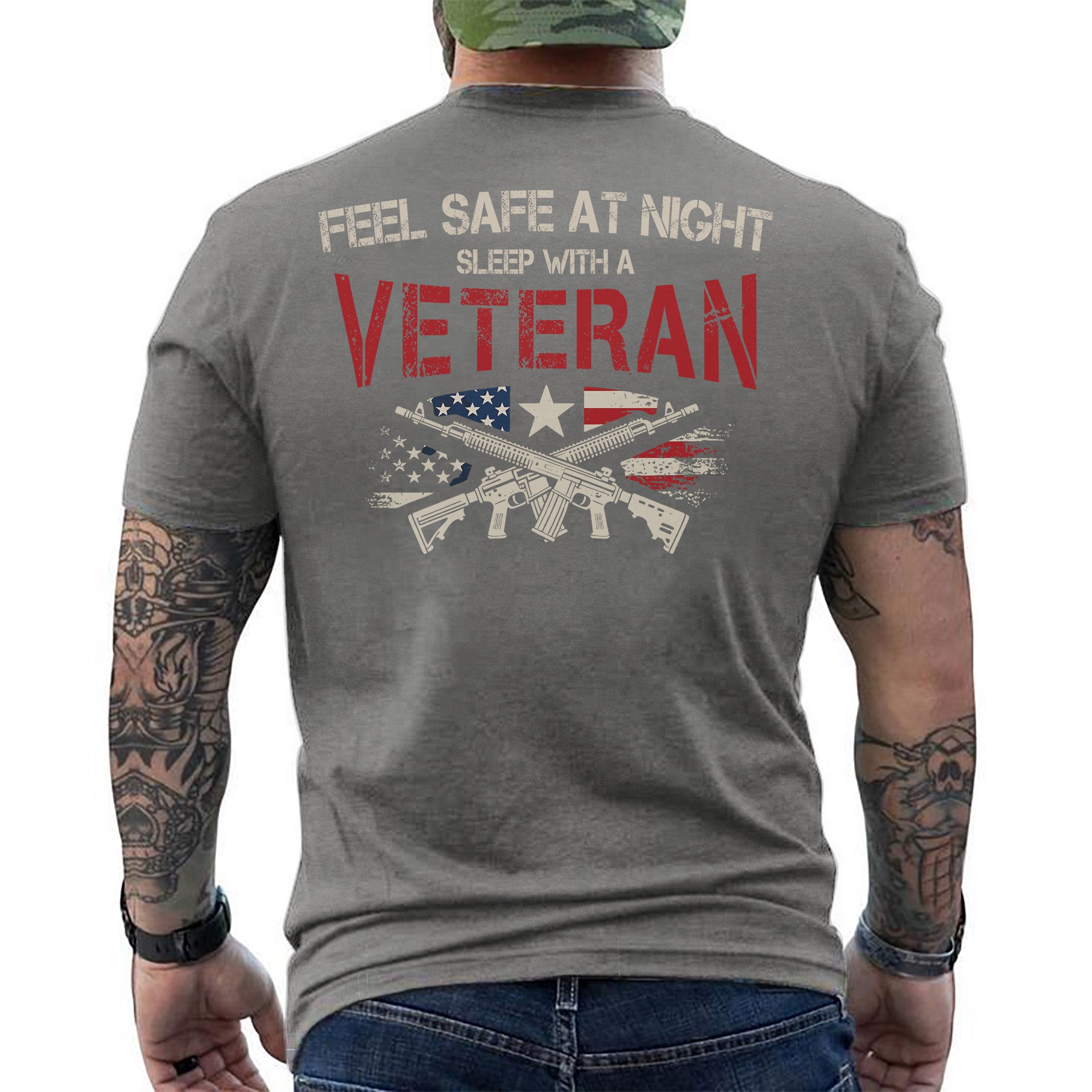 Feel Safe at Night Sleep with a Veteran Proud US Military Patriotic Humor T-Shirt