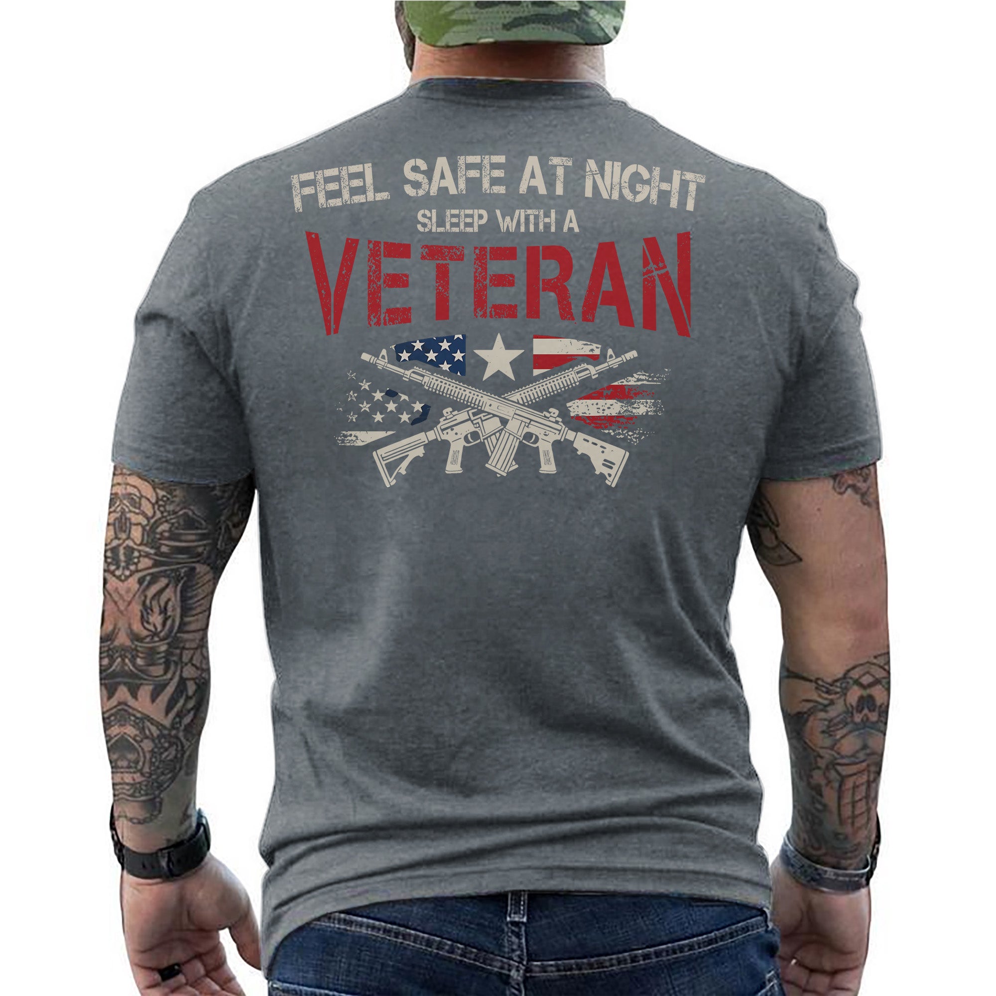 Feel Safe at Night Sleep with a Veteran Proud US Military Patriotic Humor T-Shirt