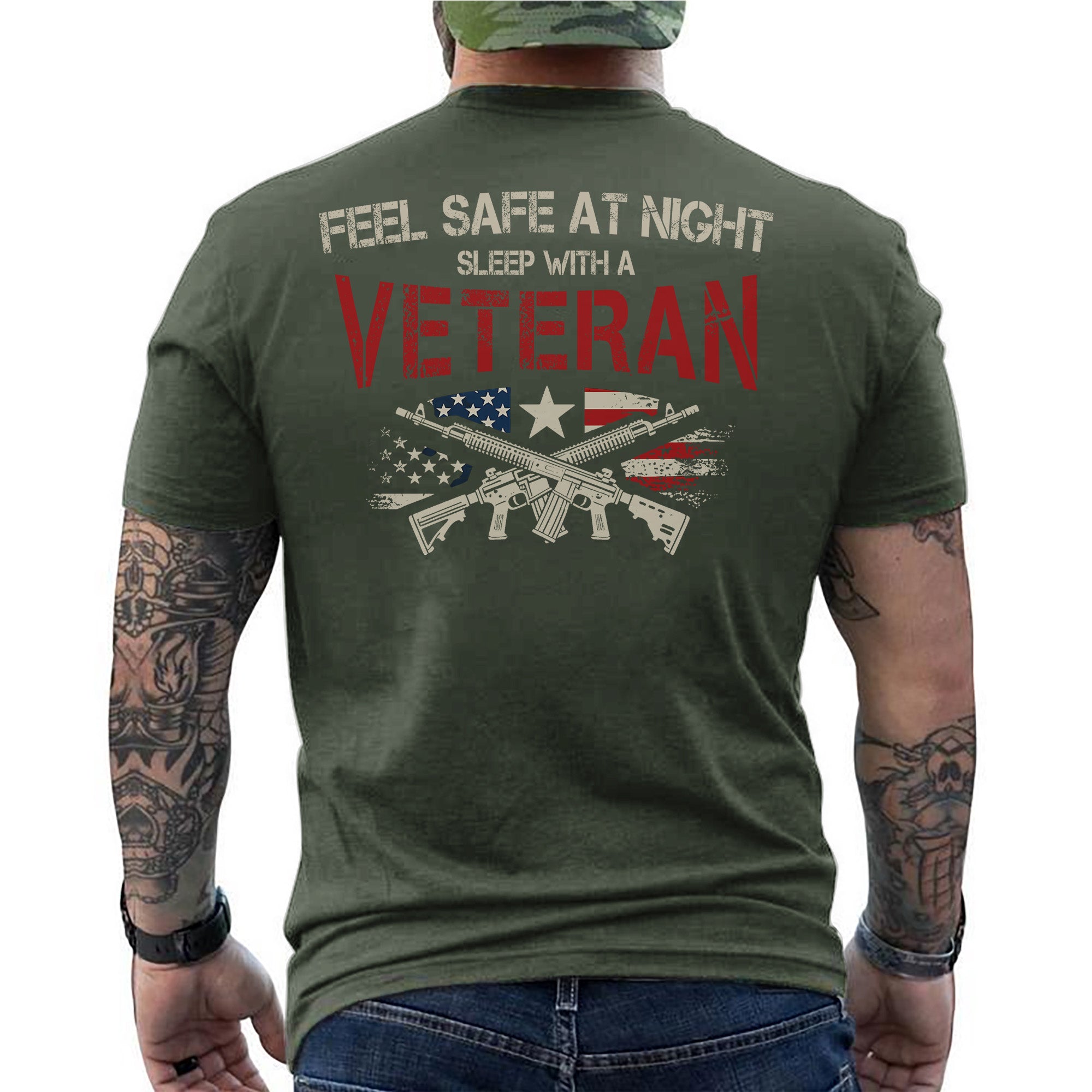Feel Safe at Night Sleep with a Veteran Proud US Military Patriotic Humor T-Shirt