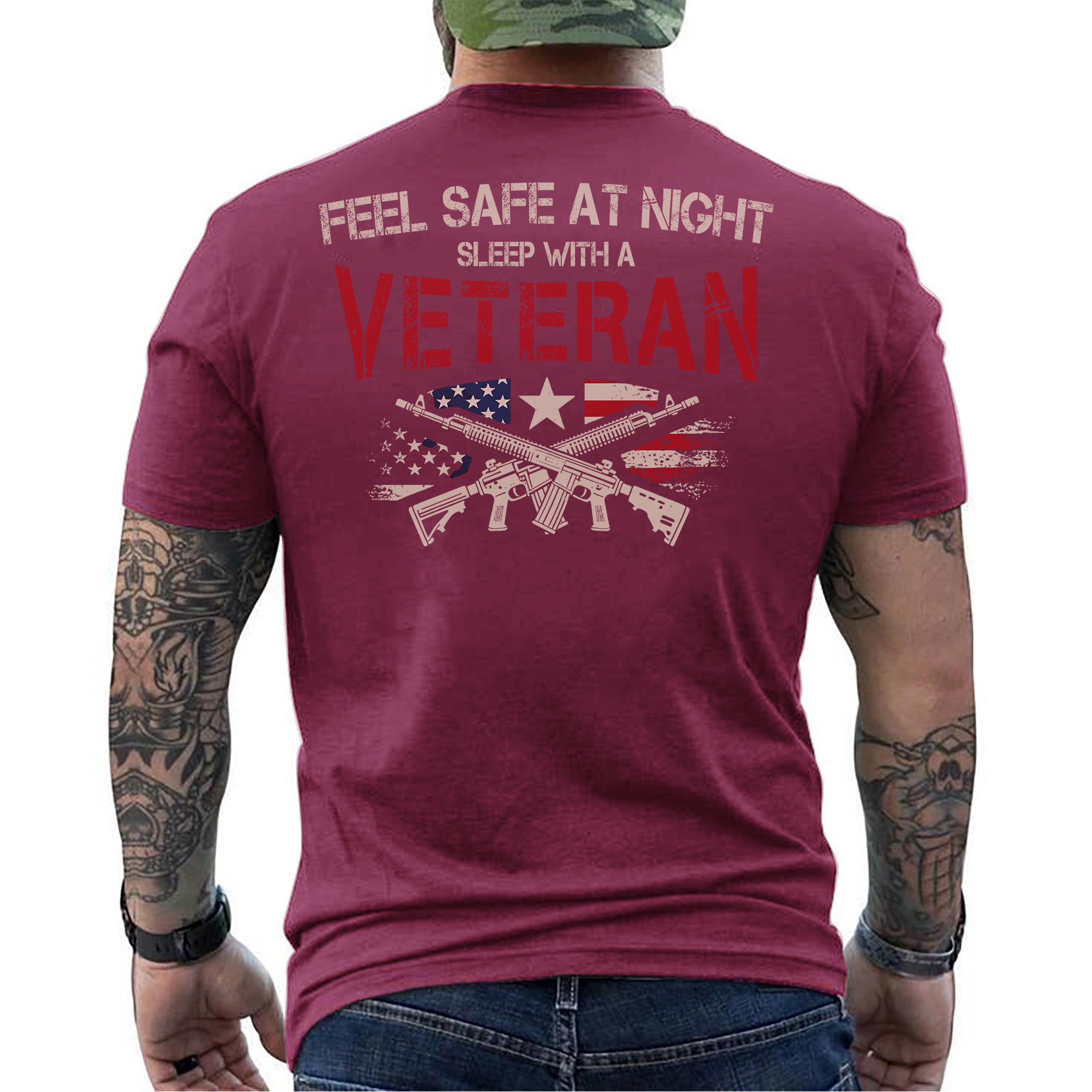 Feel Safe at Night Sleep with a Veteran Proud US Military Patriotic Humor T-Shirt