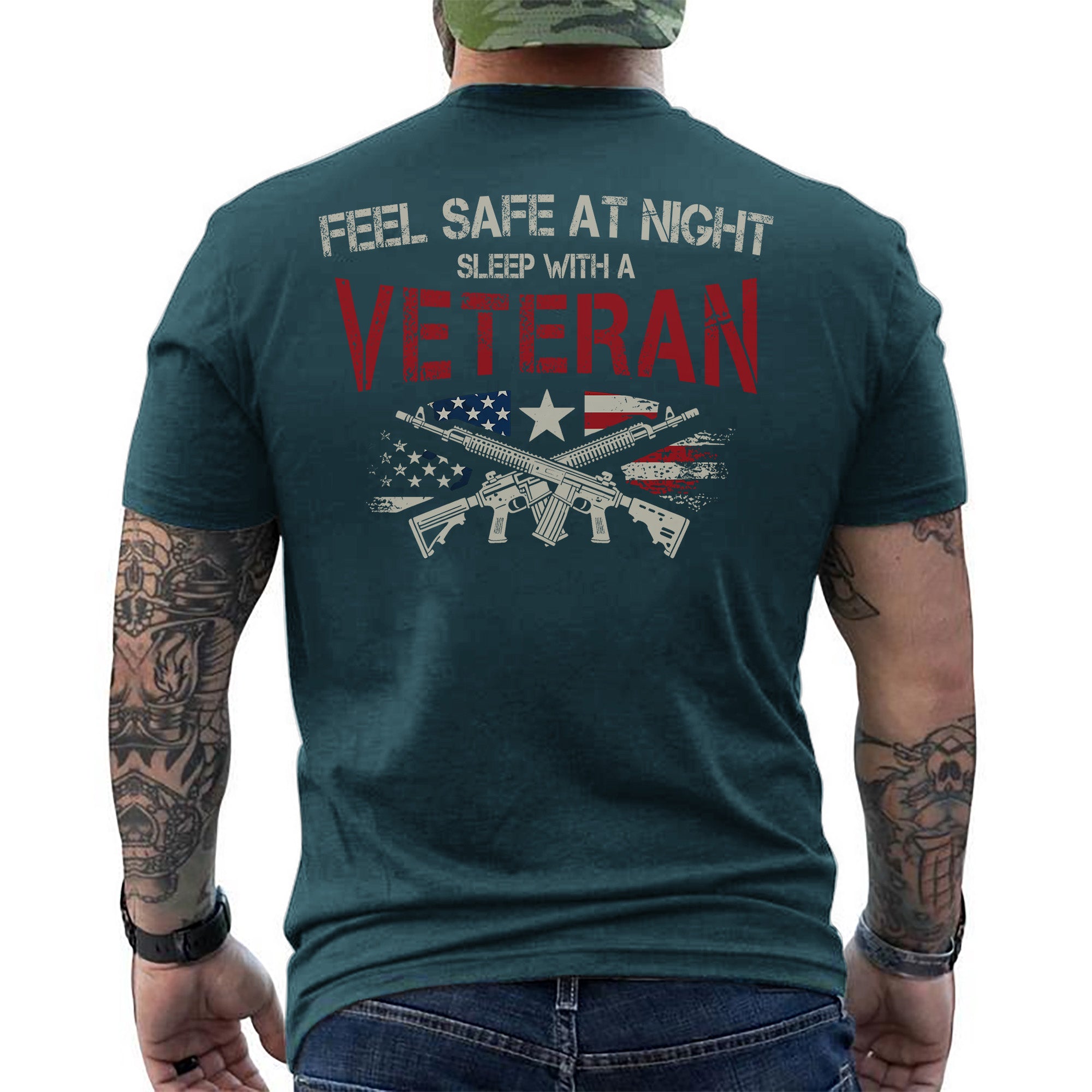 Feel Safe at Night Sleep with a Veteran Proud US Military Patriotic Humor T-Shirt