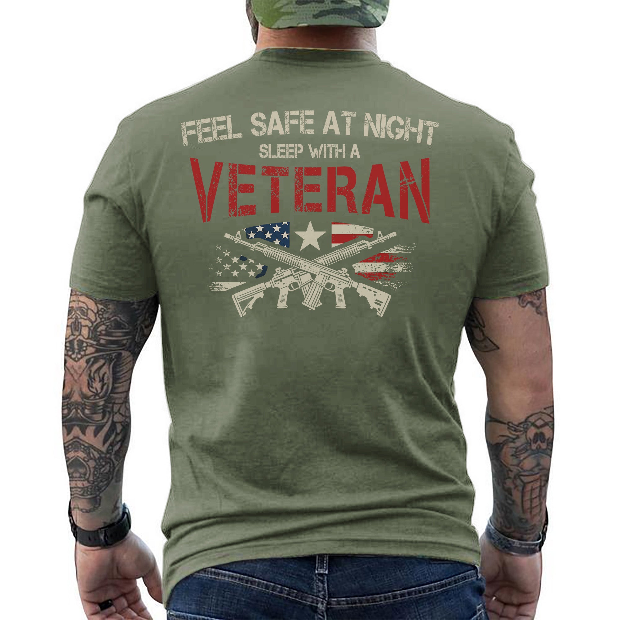 Feel Safe at Night Sleep with a Veteran Proud US Military Patriotic Humor T-Shirt