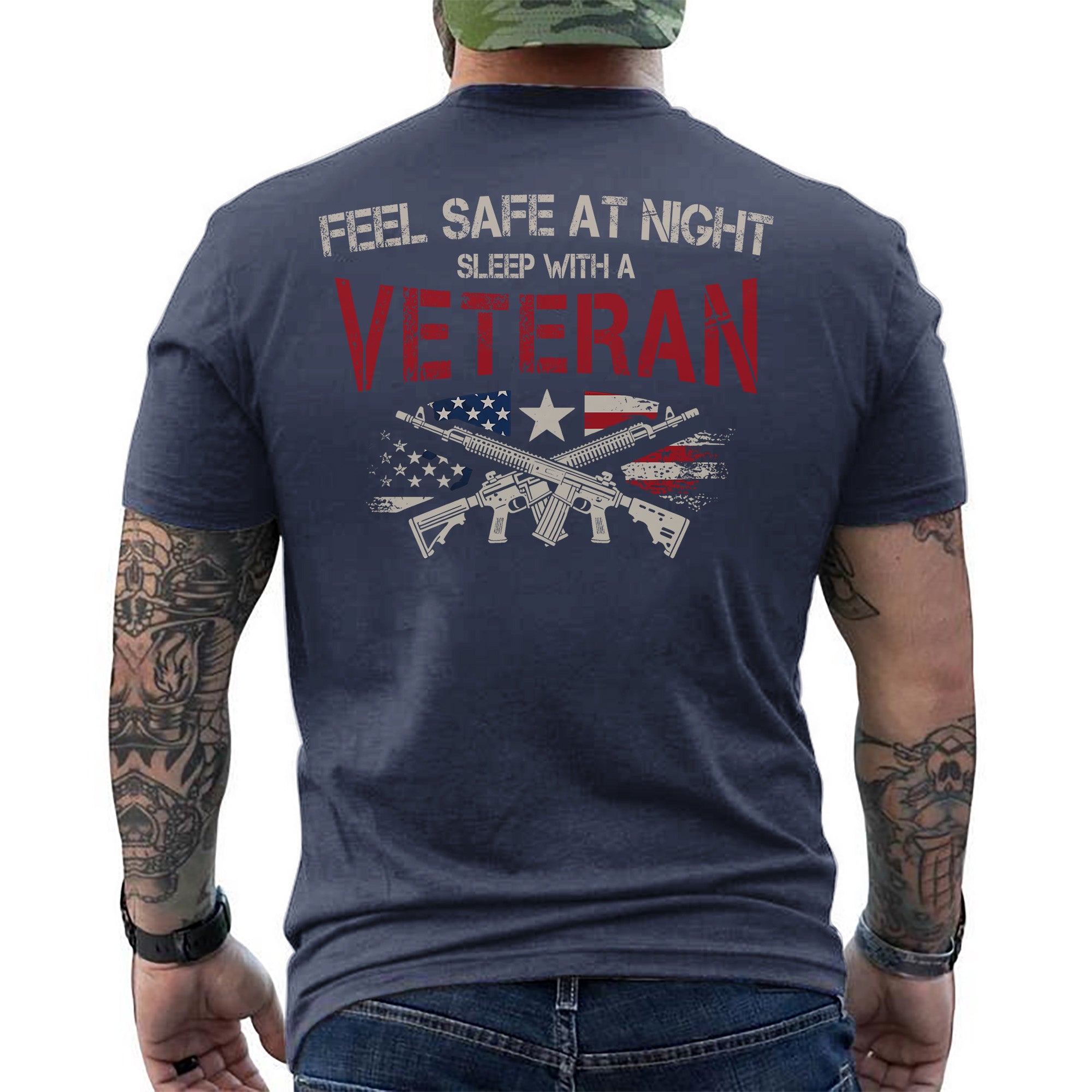Feel Safe at Night Sleep with a Veteran Proud US Military Patriotic Humor T-Shirt