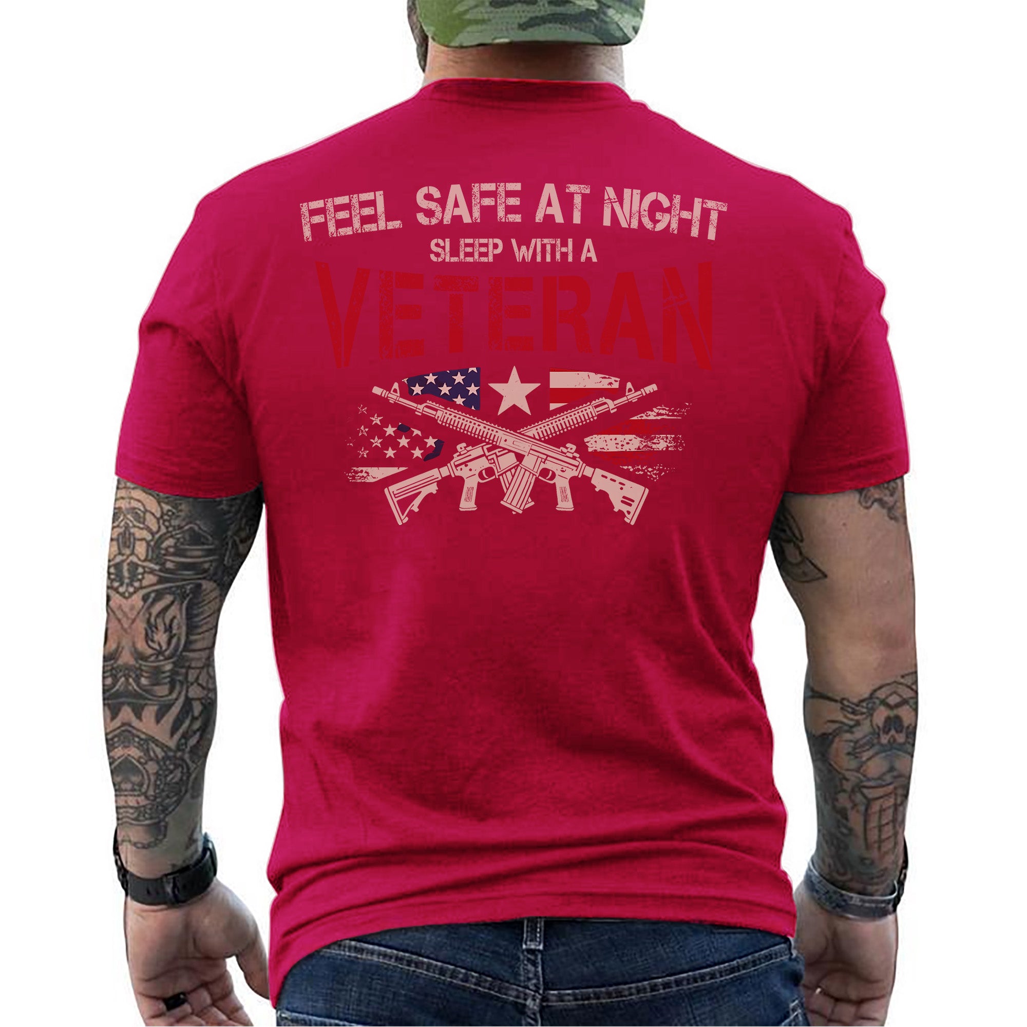 Feel Safe at Night Sleep with a Veteran Proud US Military Patriotic Humor T-Shirt