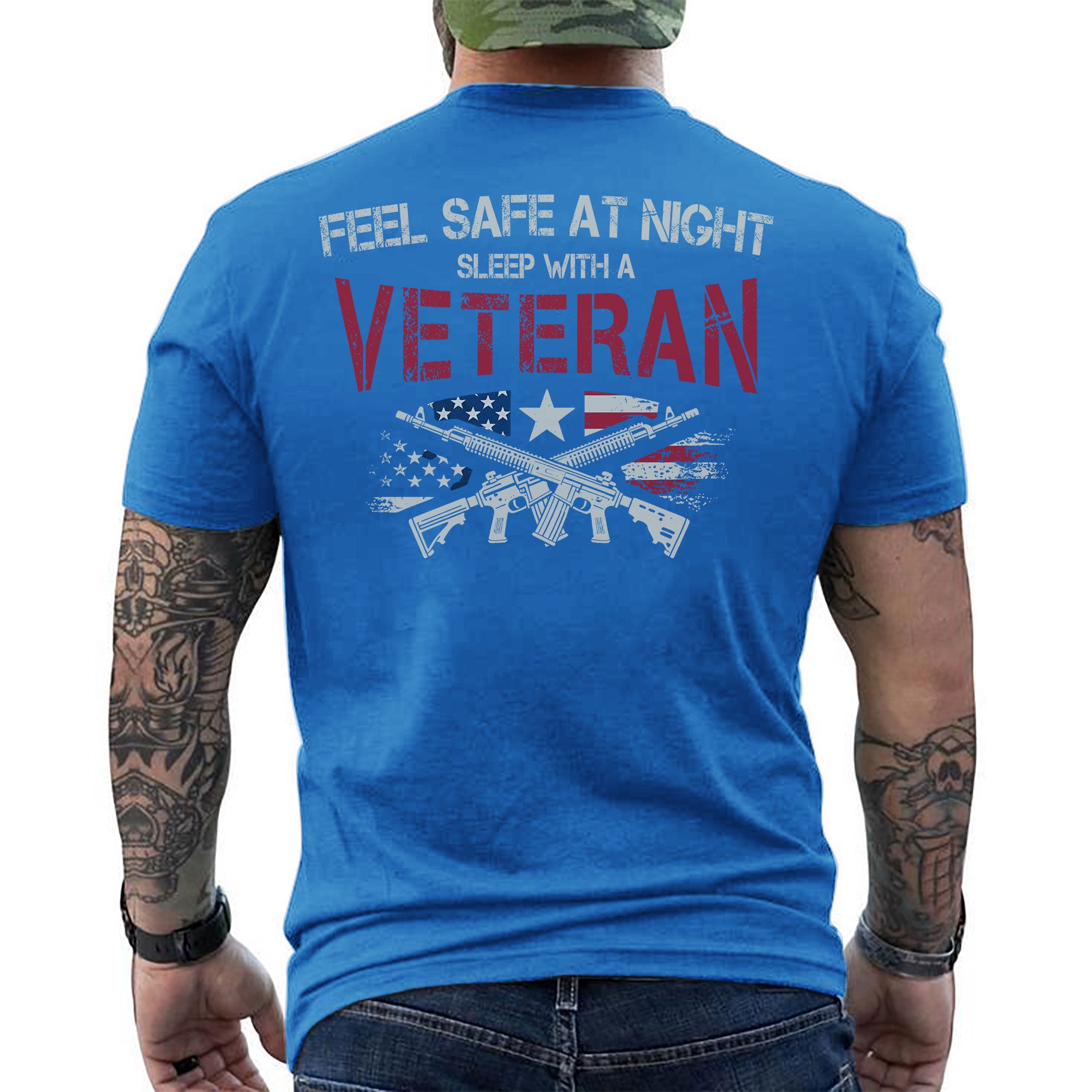 Feel Safe at Night Sleep with a Veteran Proud US Military Patriotic Humor T-Shirt