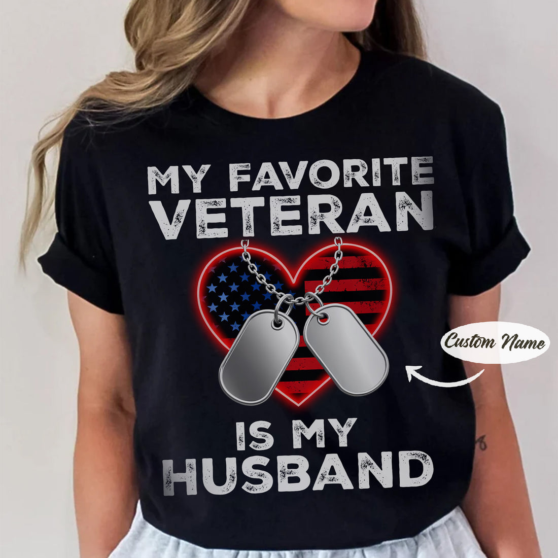 My Favorite Veteran Is My Husband Proud US Military Family Patriotic Pride T-Shirt