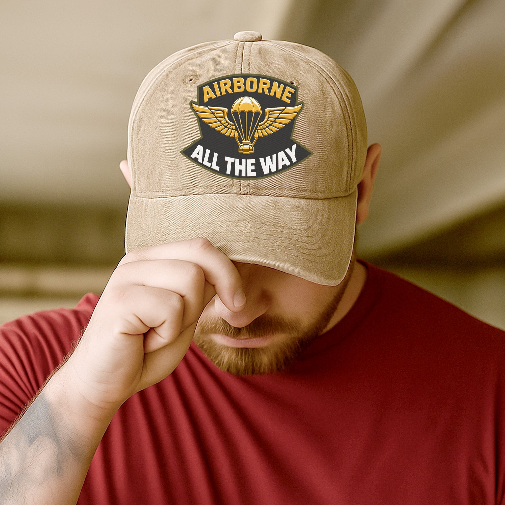 Airborne All the Way Proud US Military Veteran Patriotic Service Pride Baseball Cap