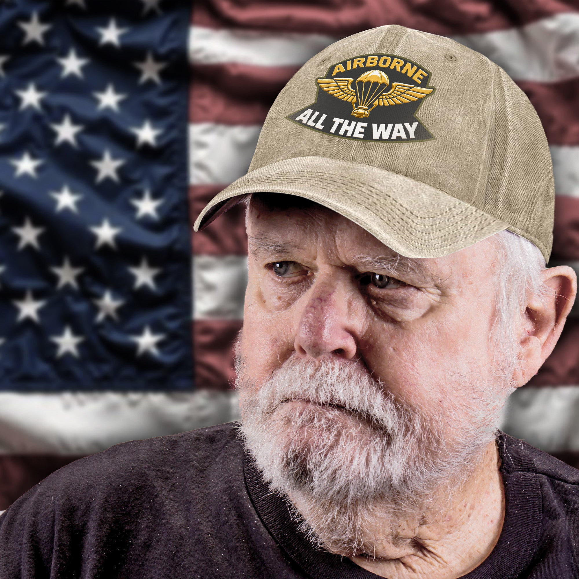 Airborne All the Way Proud US Military Veteran Patriotic Service Pride Baseball Cap
