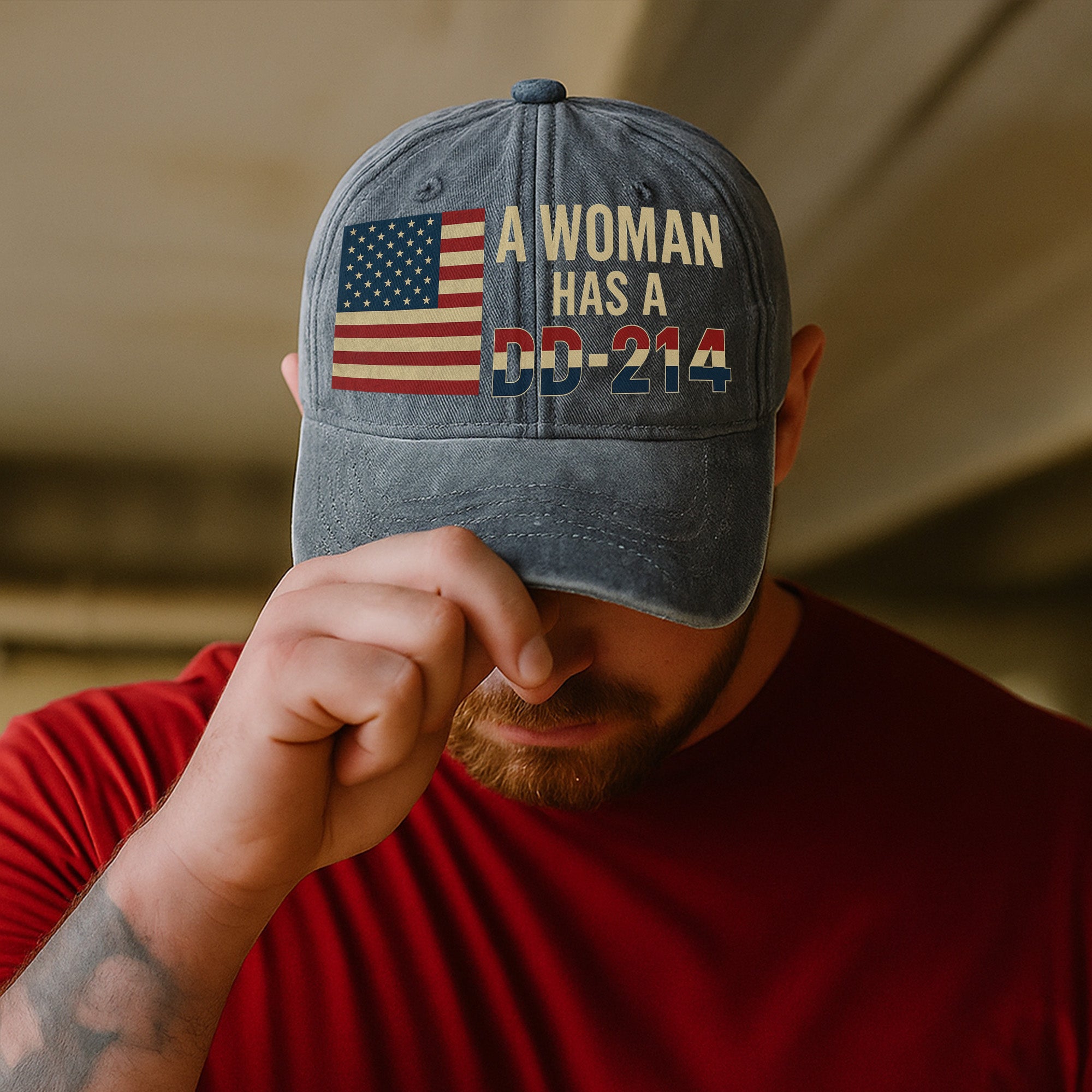 A Woman Has a DD214 Proud US Military Female Veteran Patriotic Pride Baseball Cap