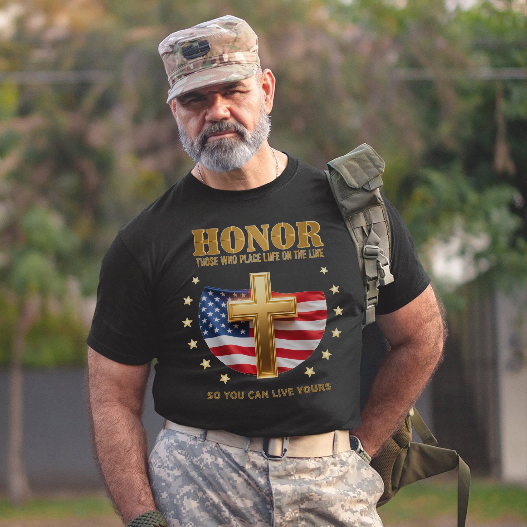 Honor Those Who Place Their Life on the Line So You Can Live Yours US Military Veteran T-Shirt