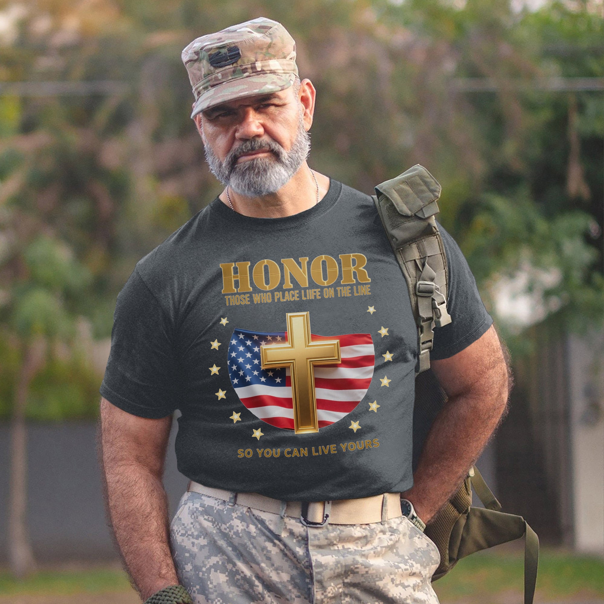 Honor Those Who Place Their Life on the Line So You Can Live Yours US Military Veteran T-Shirt