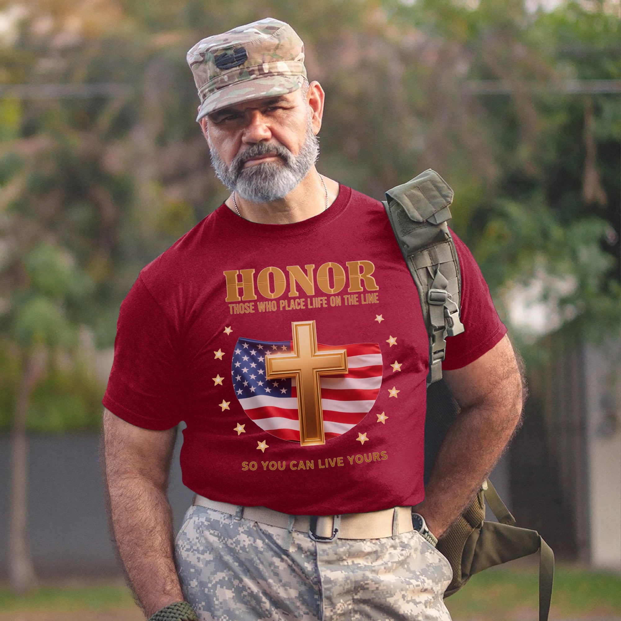 Honor Those Who Place Their Life on the Line So You Can Live Yours US Military Veteran T-Shirt