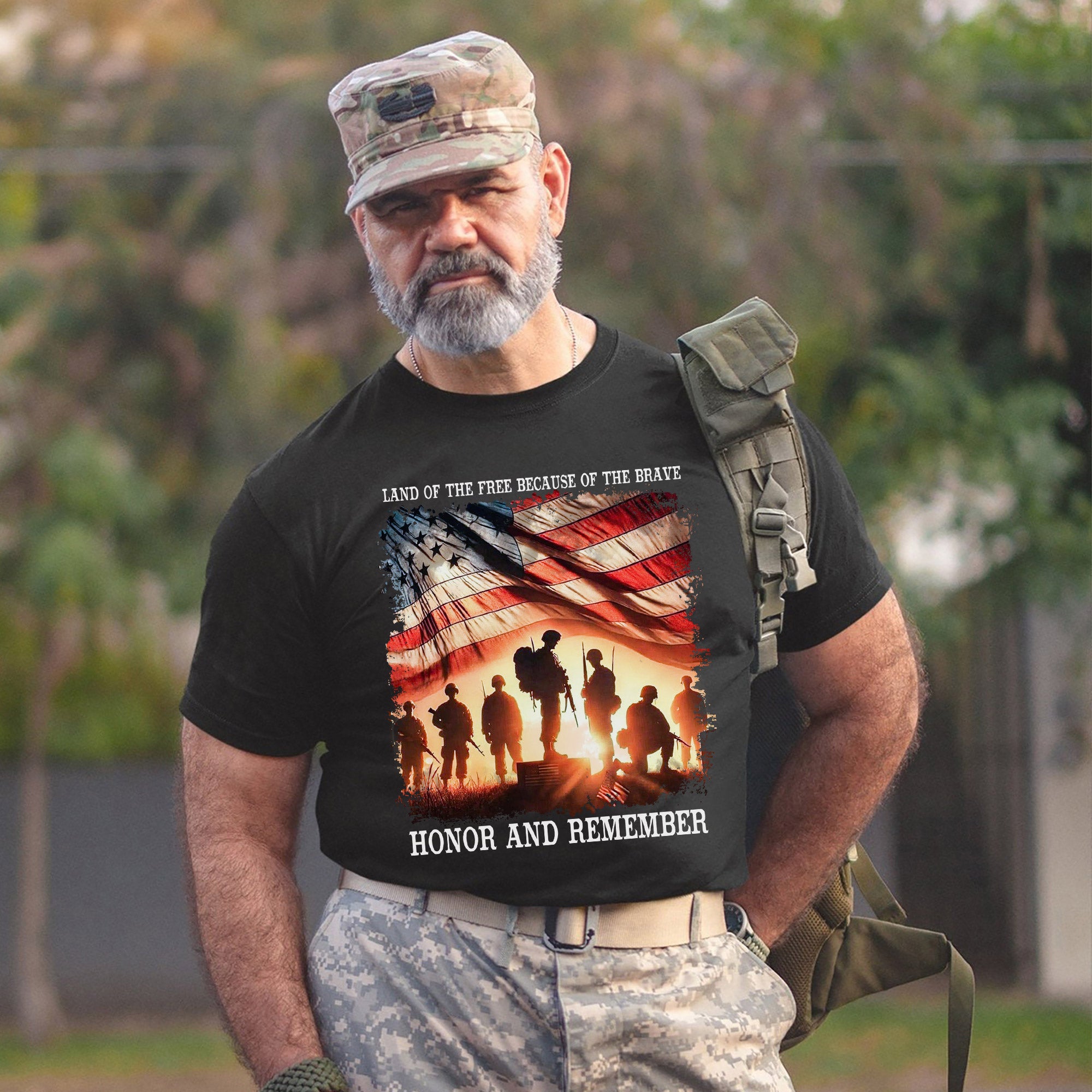 Land of the Free Because of the Brave Honor and Remember Shirt Patriotic Veteran T Shirt Honoring Military Service and Sacrifice T-Shirt