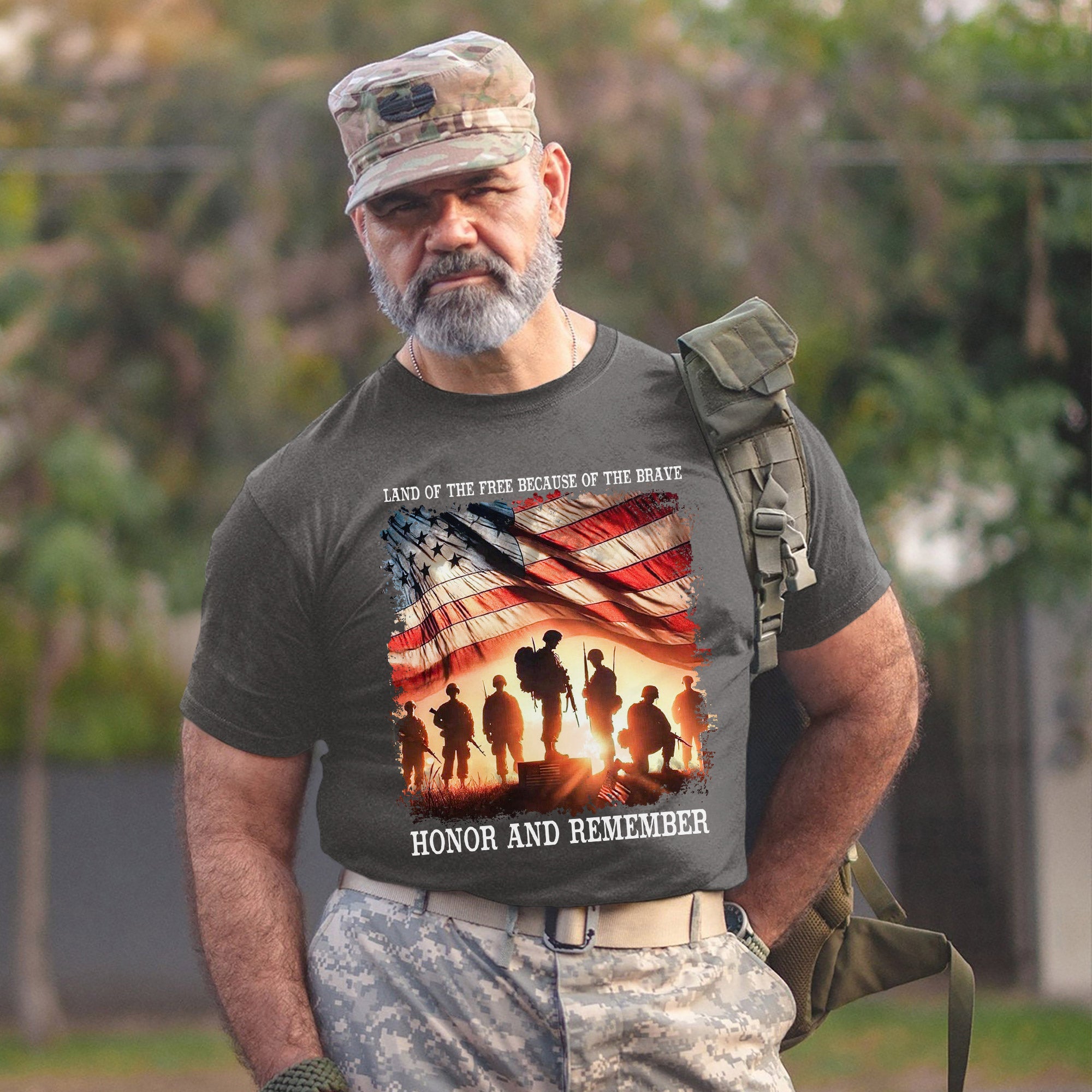 Land of the Free Because of the Brave Honor and Remember Shirt Patriotic Veteran T Shirt Honoring Military Service and Sacrifice T-Shirt