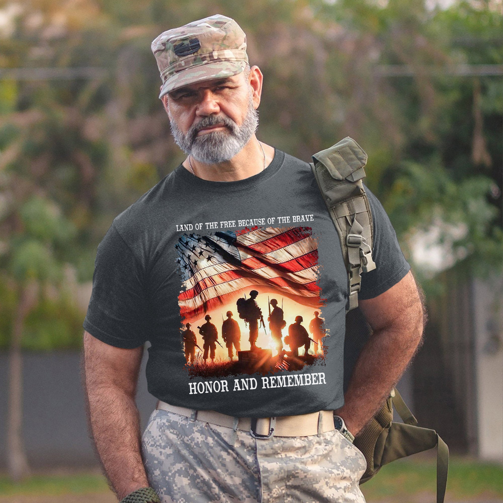 Land of the Free Because of the Brave Honor and Remember Shirt Patriotic Veteran T Shirt Honoring Military Service and Sacrifice T-Shirt