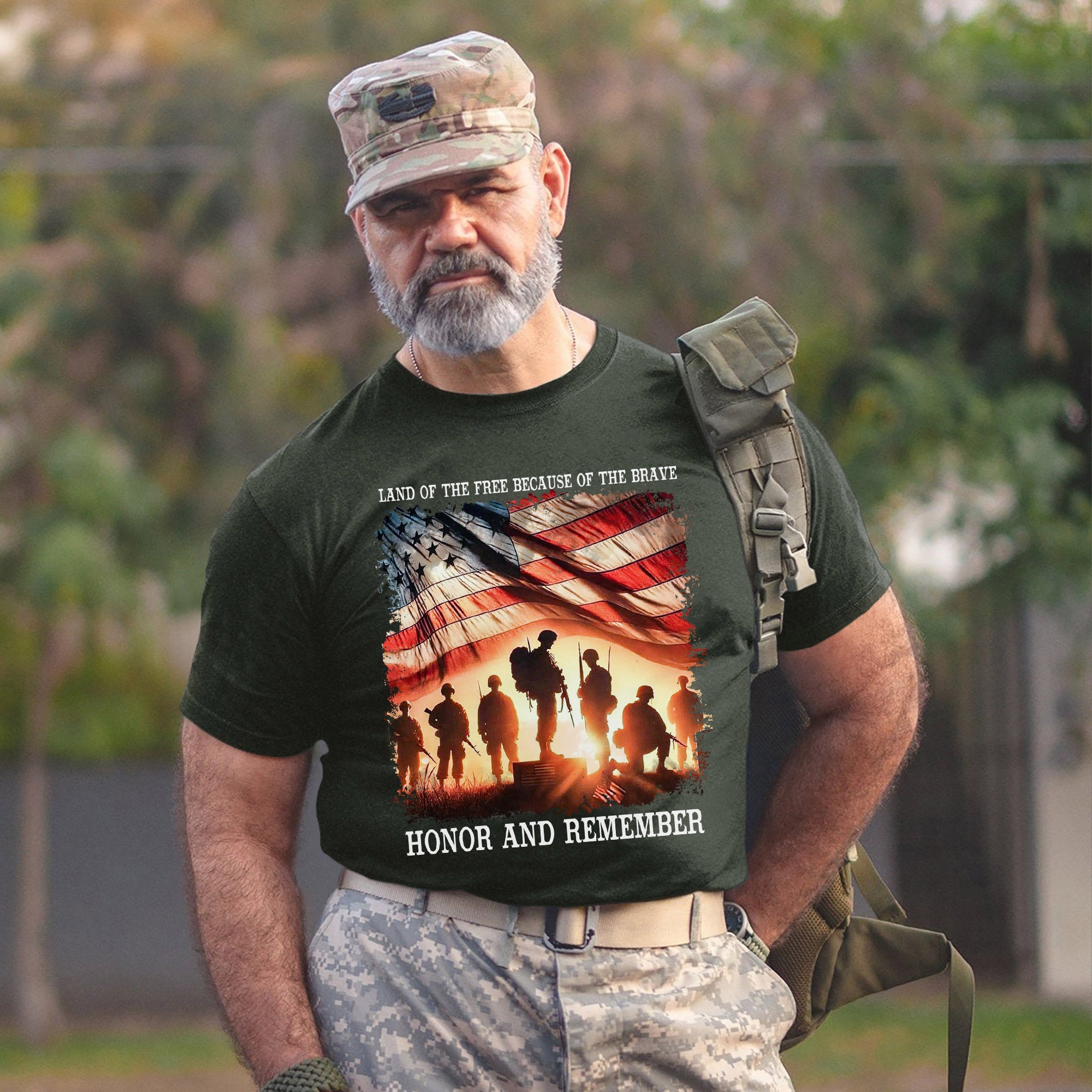 Land of the Free Because of the Brave Honor and Remember Shirt Patriotic Veteran T Shirt Honoring Military Service and Sacrifice T-Shirt
