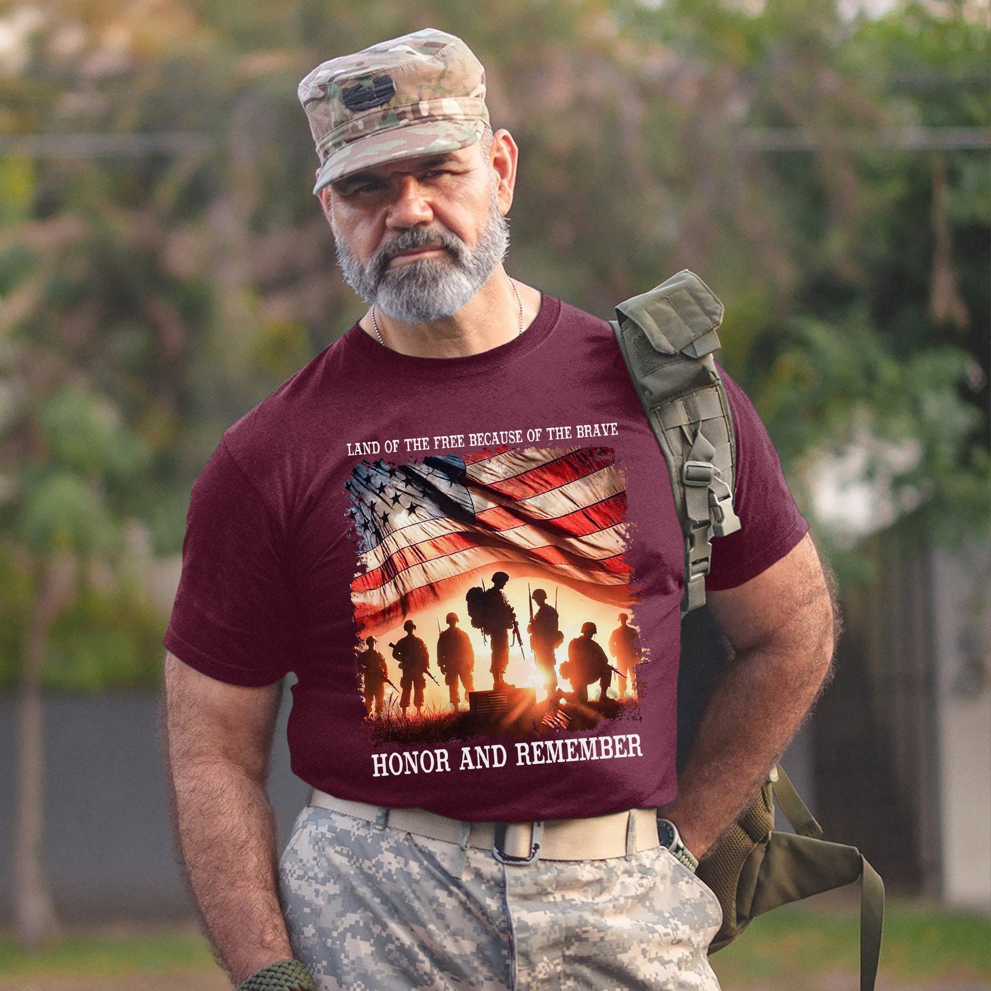 Land of the Free Because of the Brave Honor and Remember Shirt Patriotic Veteran T Shirt Honoring Military Service and Sacrifice T-Shirt