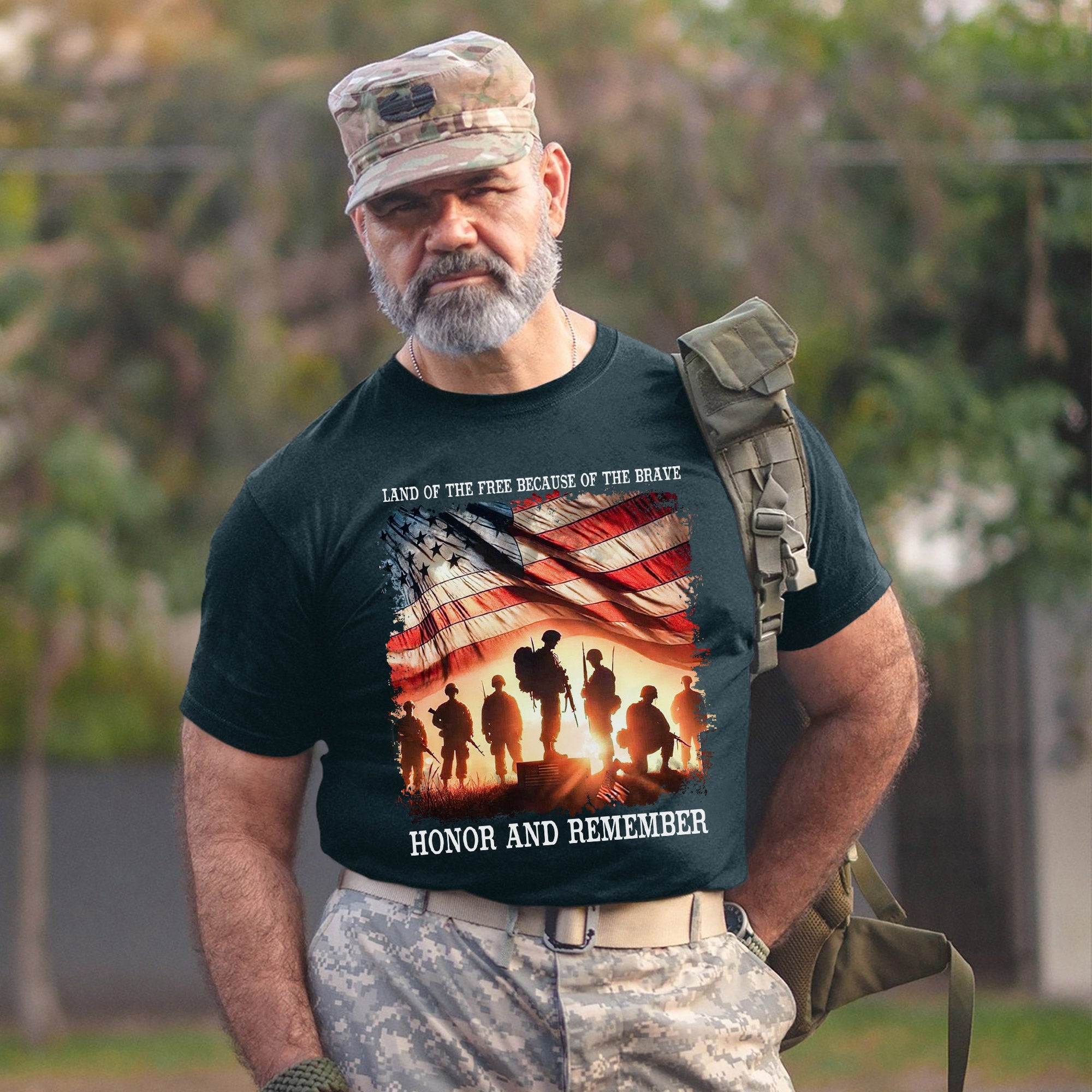 Land of the Free Because of the Brave Honor and Remember Shirt Patriotic Veteran T Shirt Honoring Military Service and Sacrifice T-Shirt