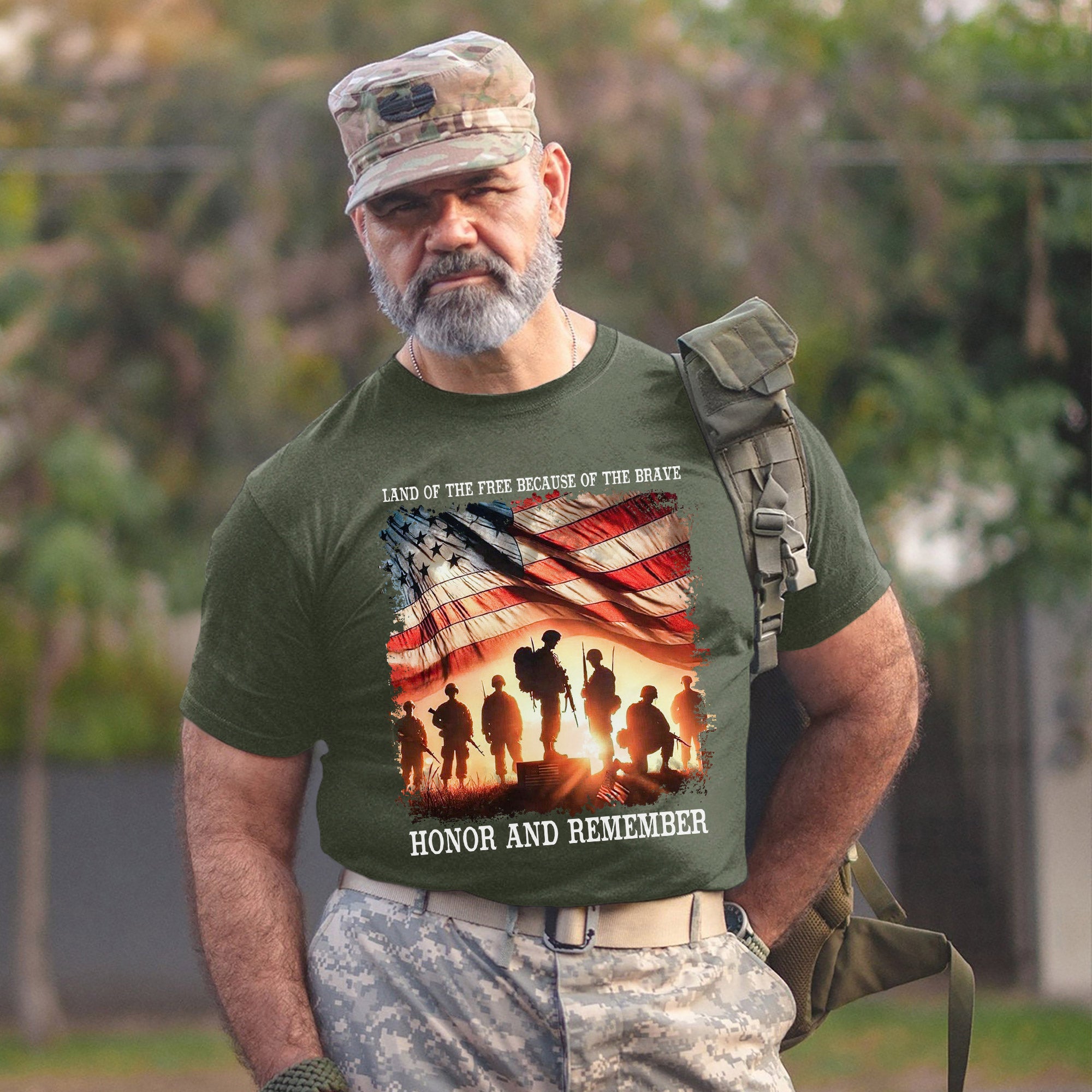 Land of the Free Because of the Brave Honor and Remember Shirt Patriotic Veteran T Shirt Honoring Military Service and Sacrifice T-Shirt