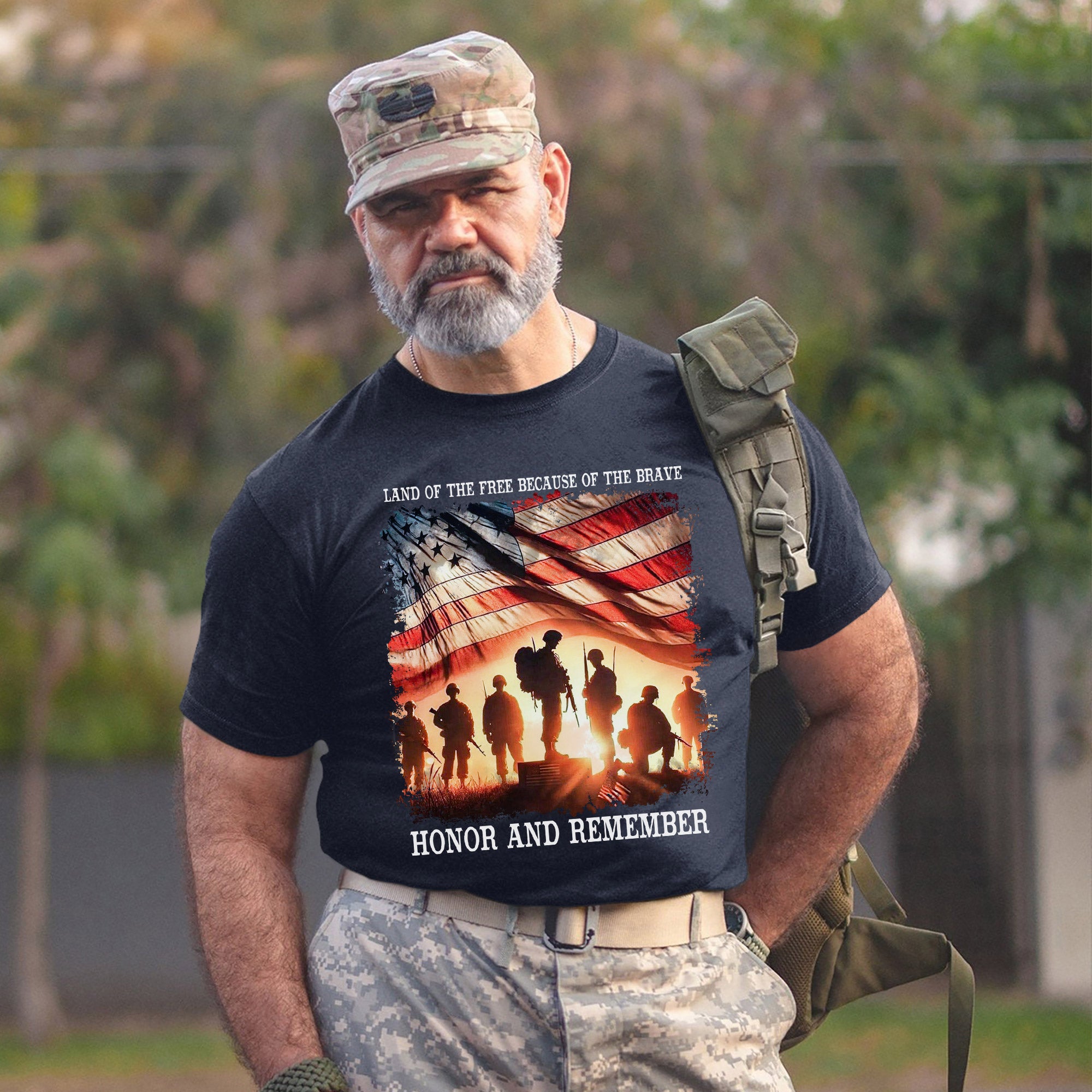 Land of the Free Because of the Brave Honor and Remember Shirt Patriotic Veteran T Shirt Honoring Military Service and Sacrifice T-Shirt