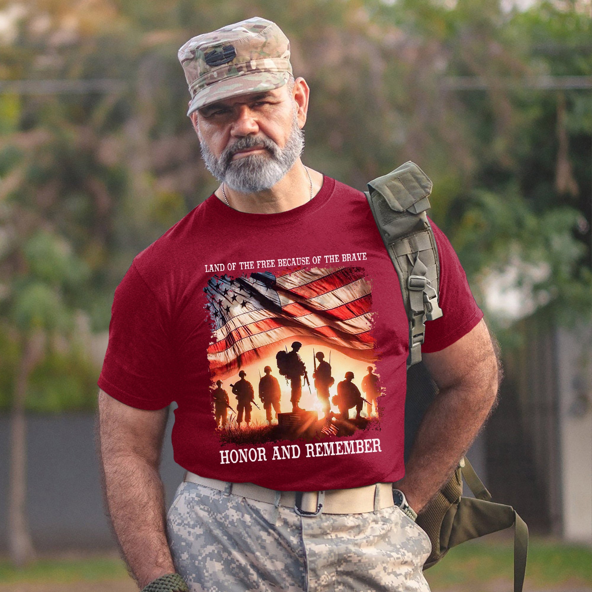 Land of the Free Because of the Brave Honor and Remember Shirt Patriotic Veteran T Shirt Honoring Military Service and Sacrifice T-Shirt