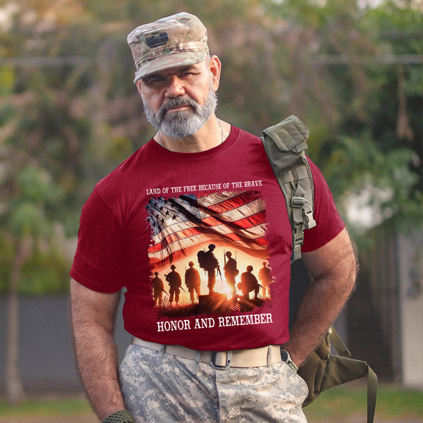 Land of the Free Because of the Brave Honor and Remember T-Shirt