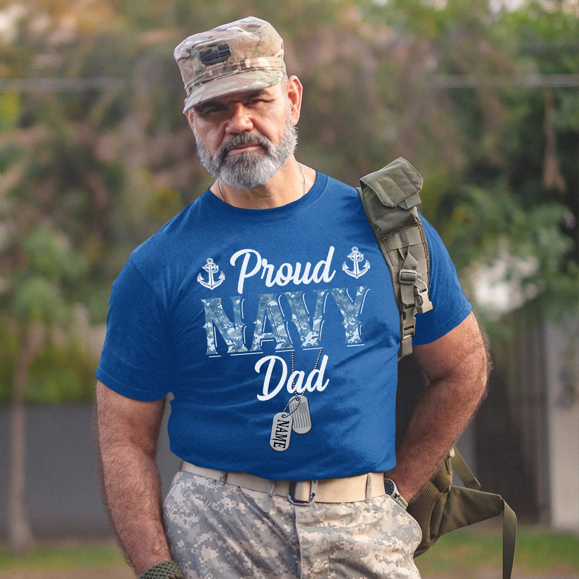 Proud Navy Dad Shirt US Military Father T-Shirt Patriotic Gift for Navy Dads Personalized T-Shirt