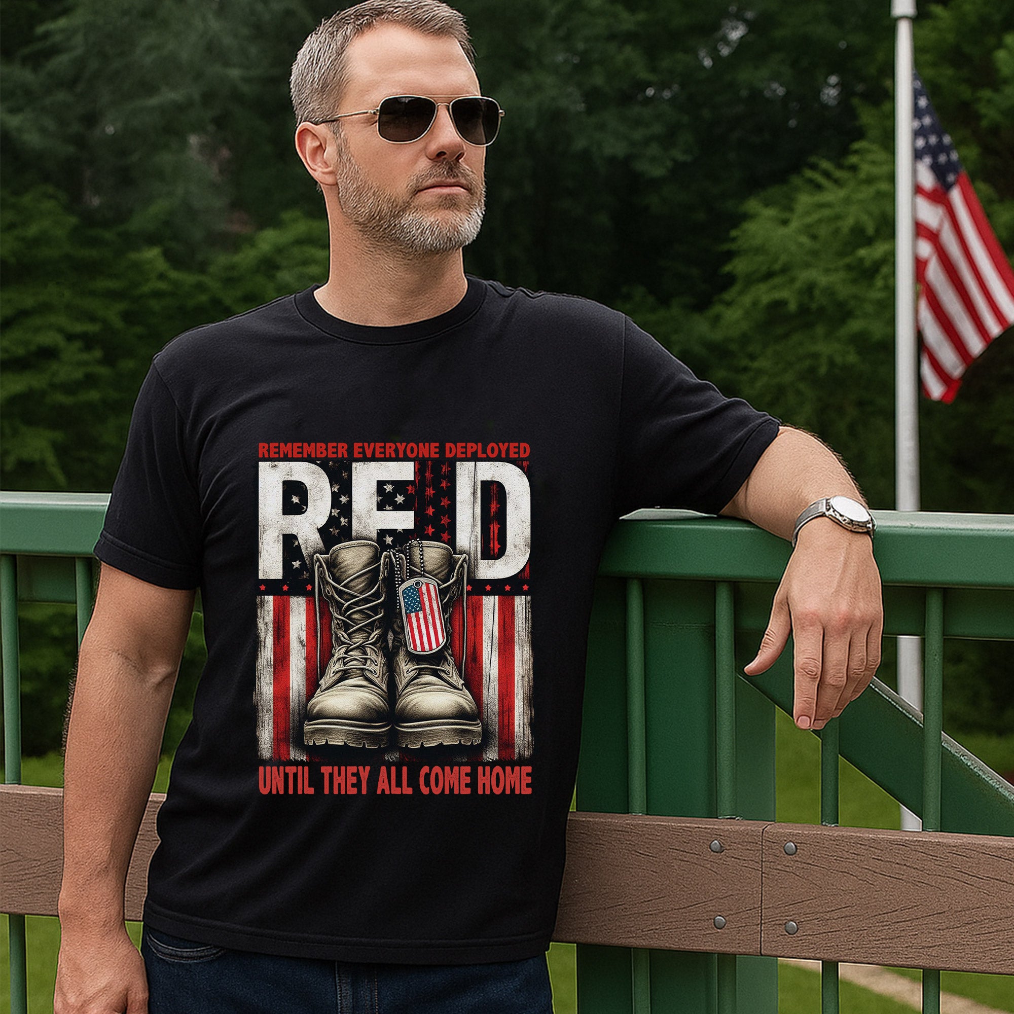 Remember Everyone Deployed Until They All Come Home US Military Support T-Shirt