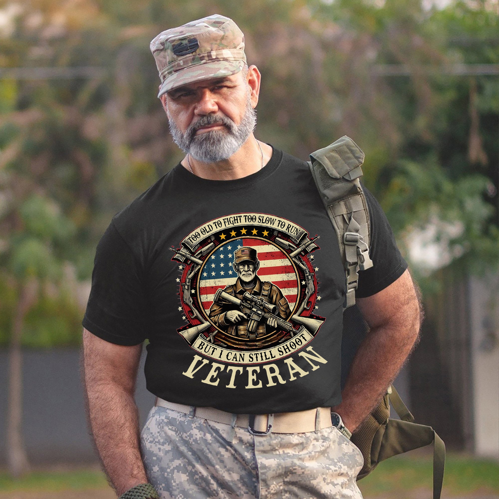 Too Old to Fight Too Slow to Run But I Can Still Shoot Funny Veteran T-Shirt