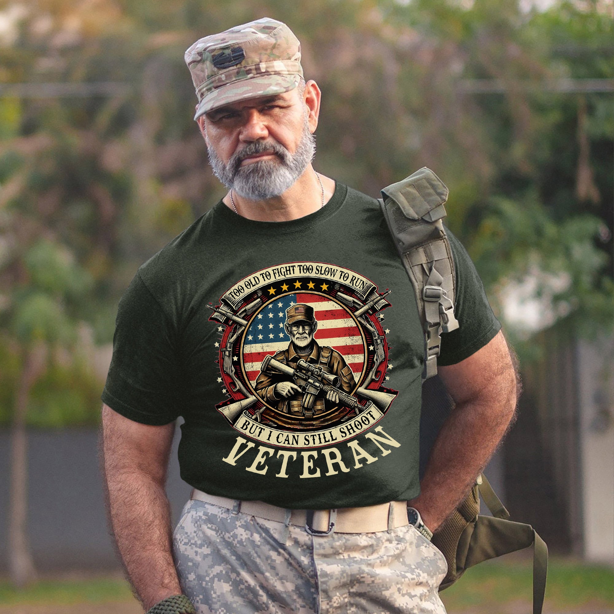 Too Old to Fight Too Slow to Run But I Can Still Shoot Funny Veteran T-Shirt