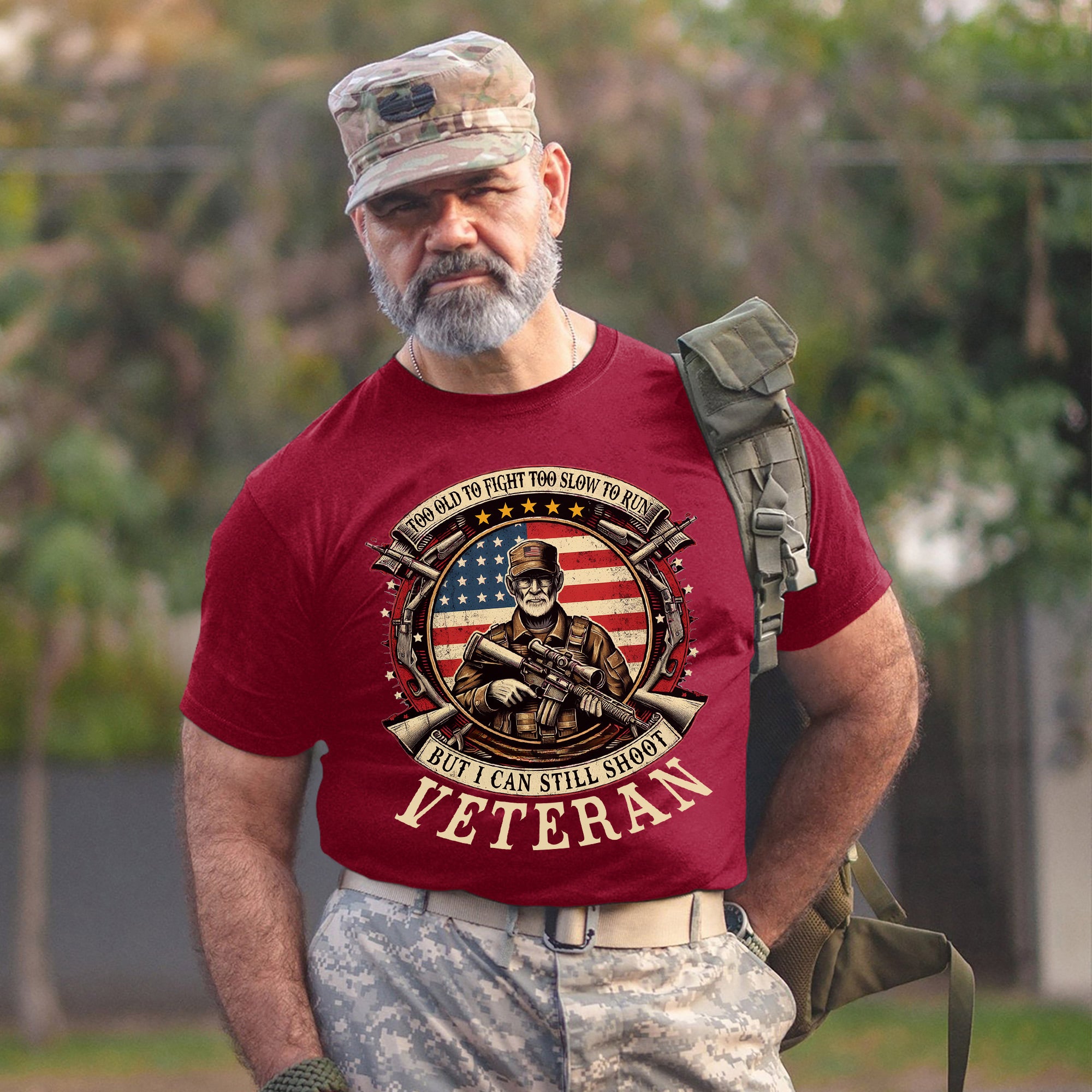 Too Old to Fight Too Slow to Run But I Can Still Shoot Funny Veteran T-Shirt