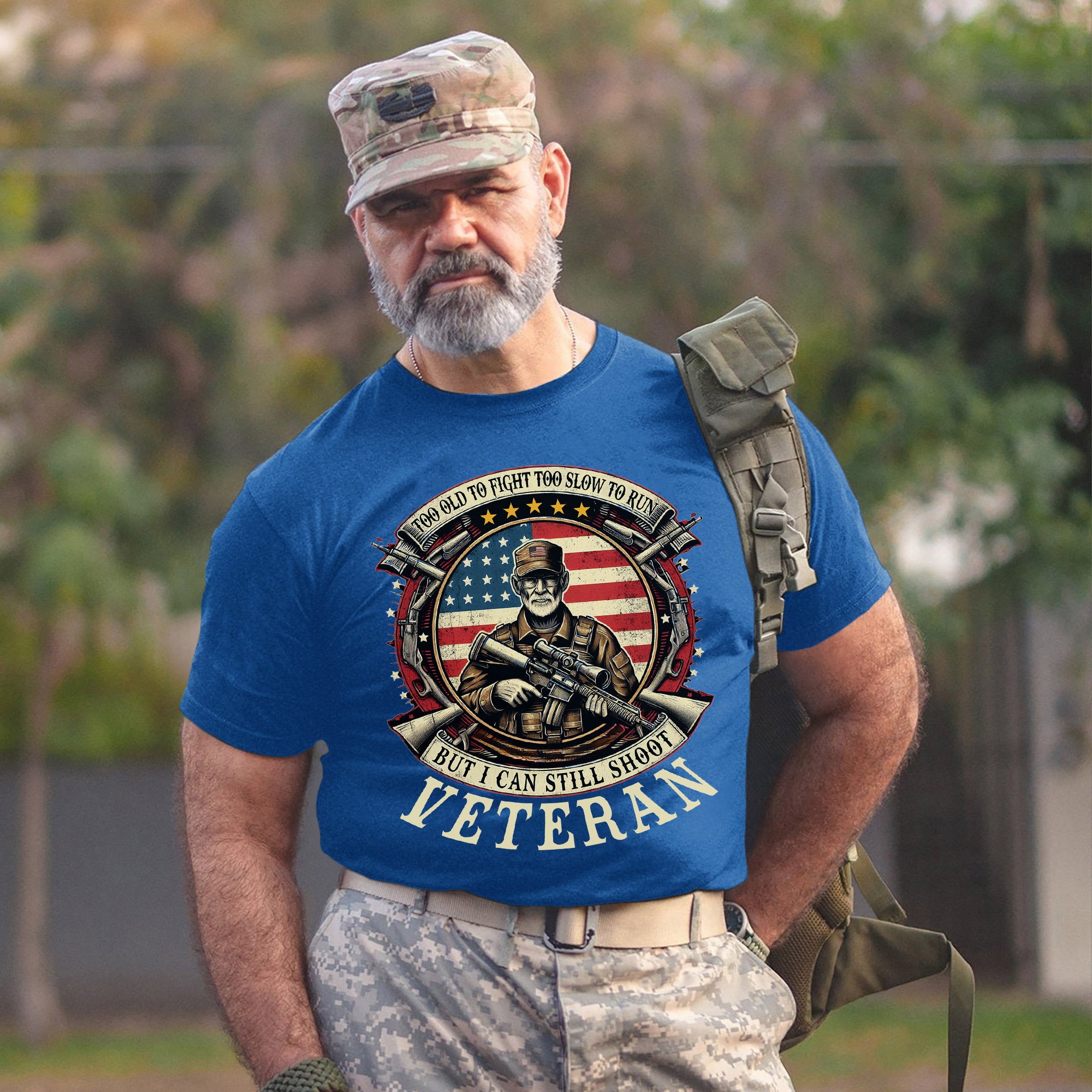 Too Old to Fight Too Slow to Run But I Can Still Shoot Funny Veteran T-Shirt