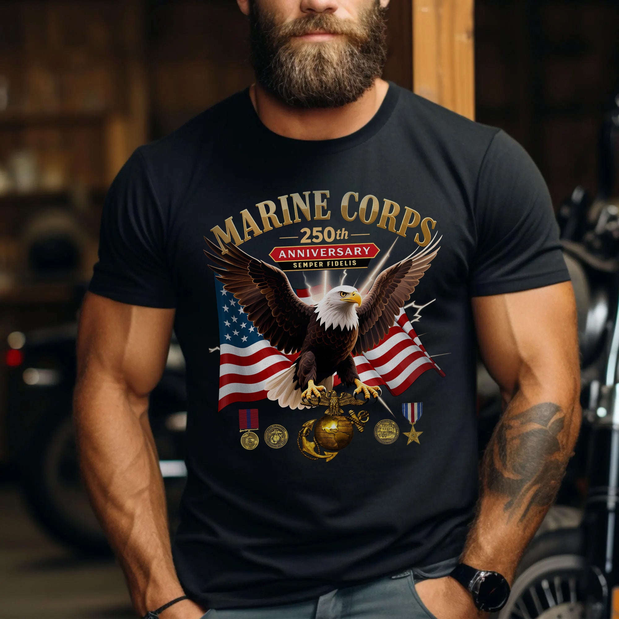 Marine Corps 250th Anniversary Semper Fidelis Honoring Legacy Loyalty and Valor T-Shirt