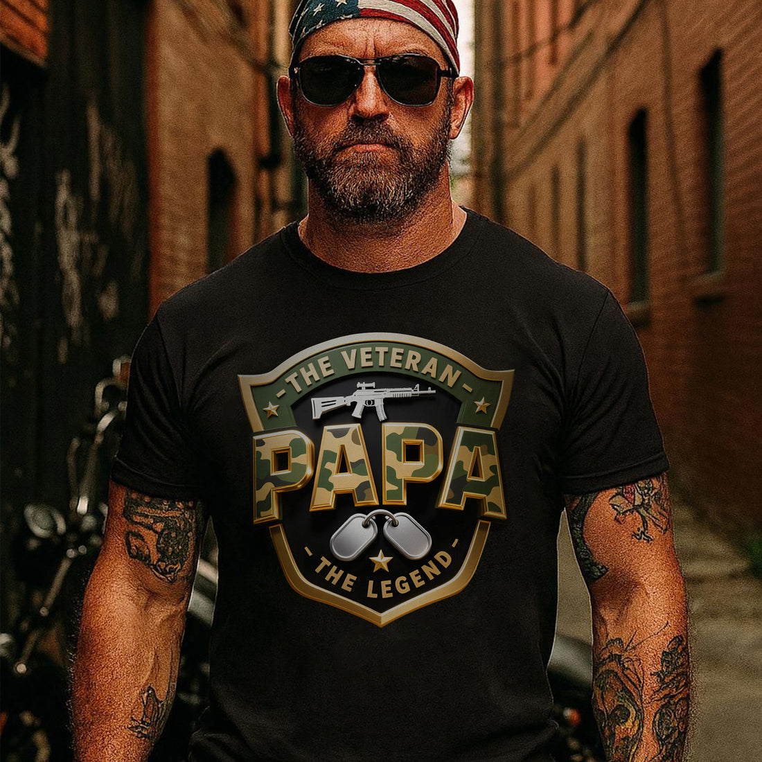 The Veteran The Papa The Legend Honoring Strength Love and a Legacy of Military Pride T-Shirt