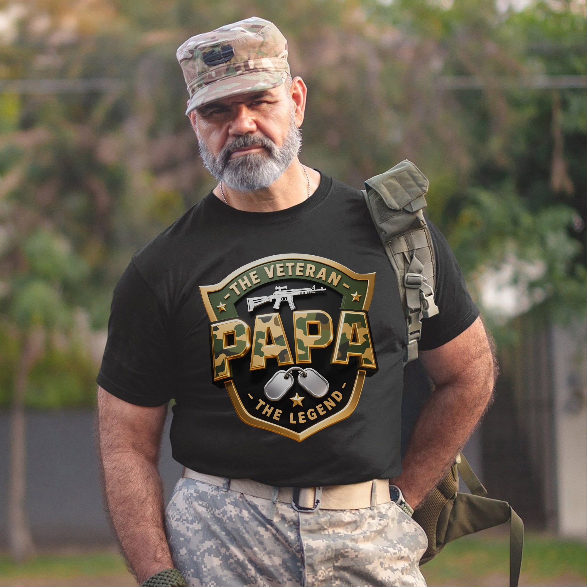 The Veteran The Papa The Legend Honoring Strength Love and a Legacy of Military Pride T-Shirt