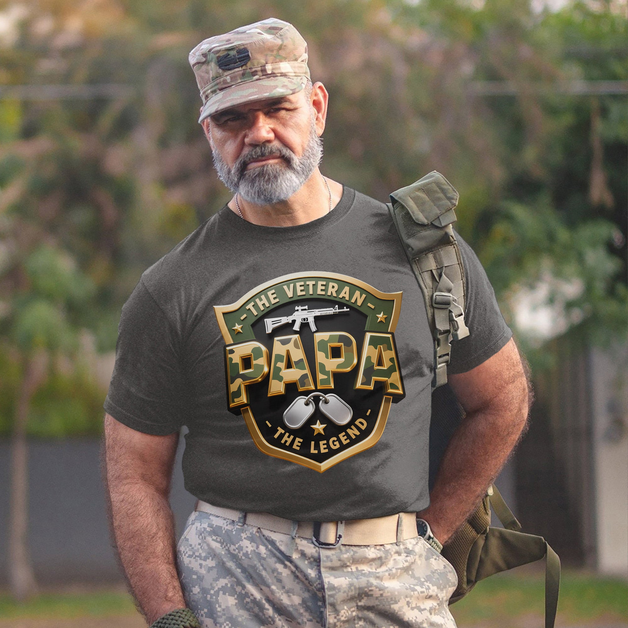The Veteran The Papa The Legend Honoring Strength Love and a Legacy of Military Pride T-Shirt