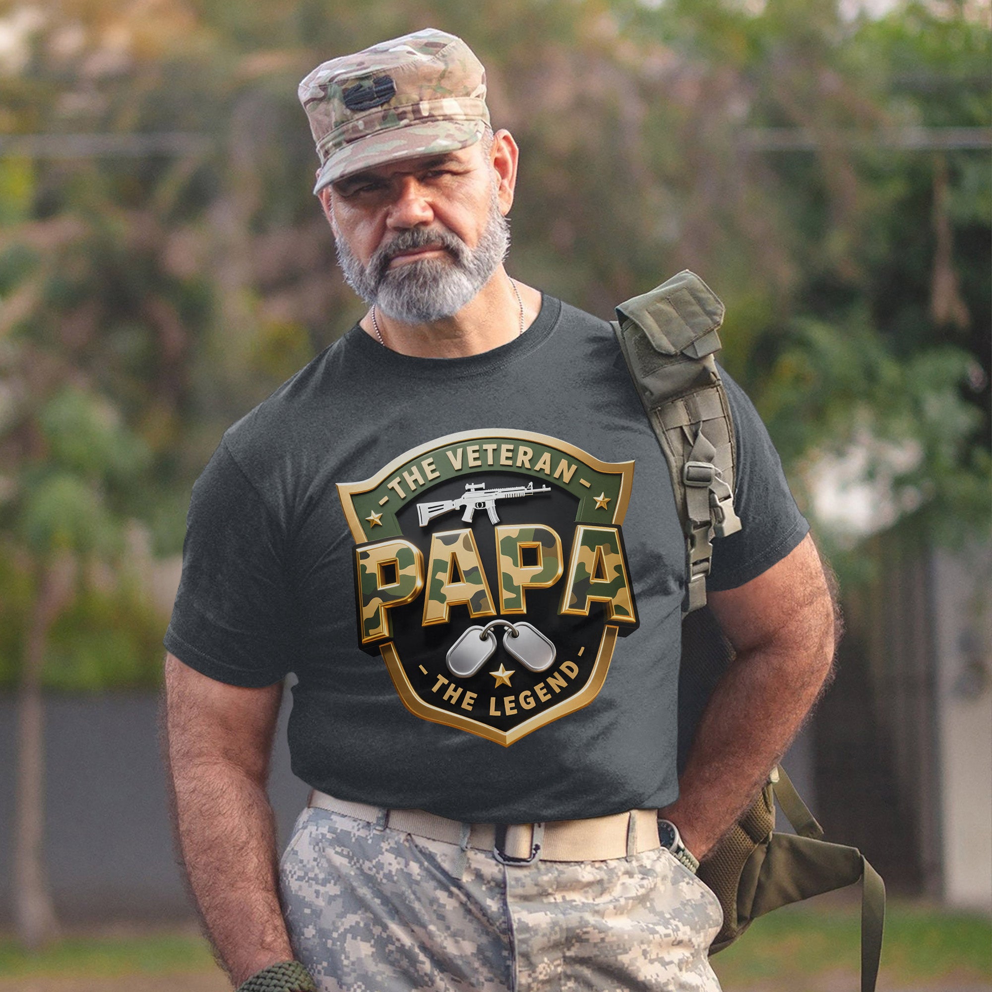 The Veteran The Papa The Legend Honoring Strength Love and a Legacy of Military Pride T-Shirt