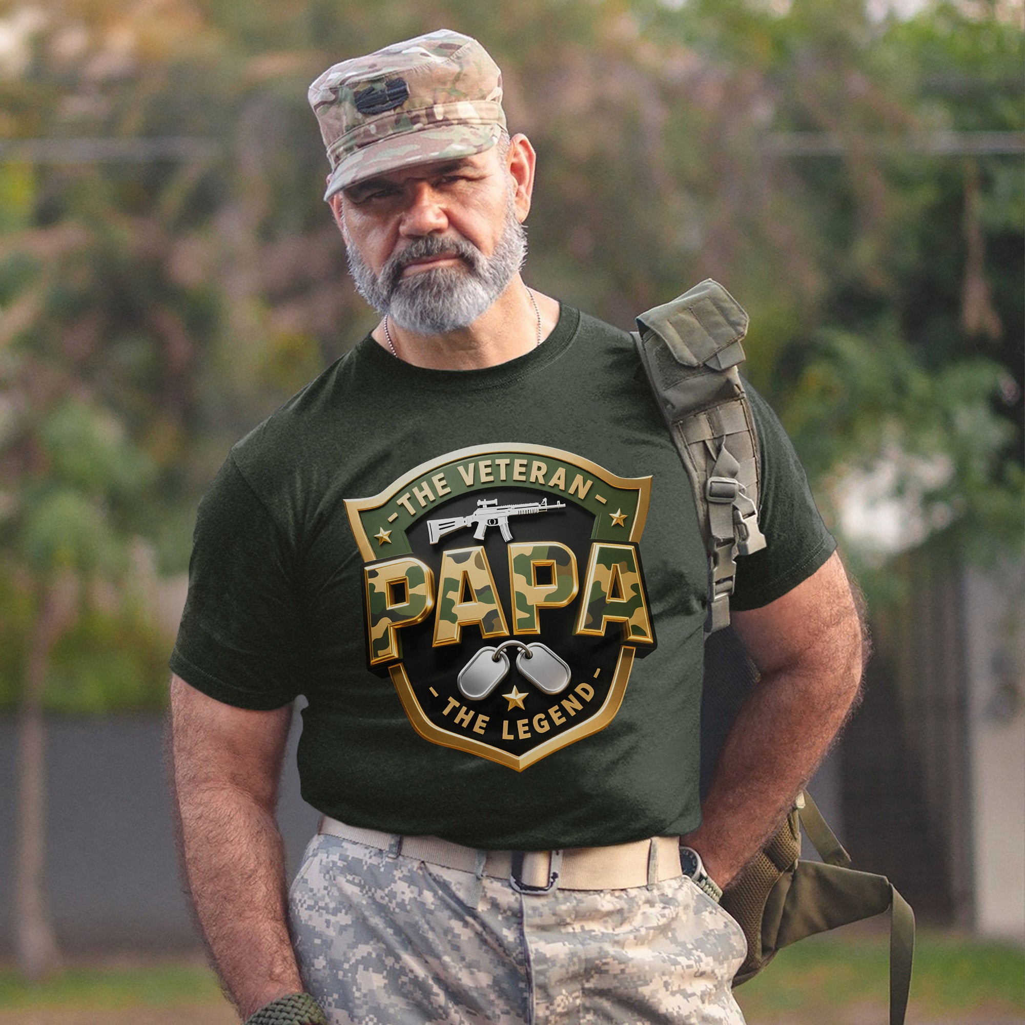 The Veteran The Papa The Legend Honoring Strength Love and a Legacy of Military Pride T-Shirt