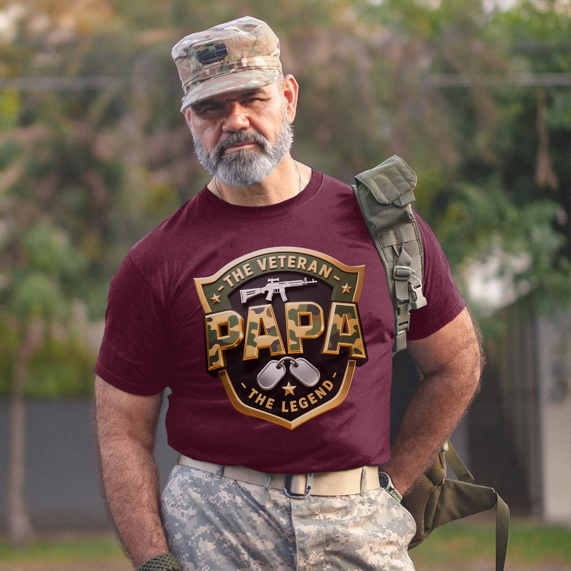 The Veteran The Papa The Legend Honoring Strength Love and a Legacy of Military Pride T-Shirt