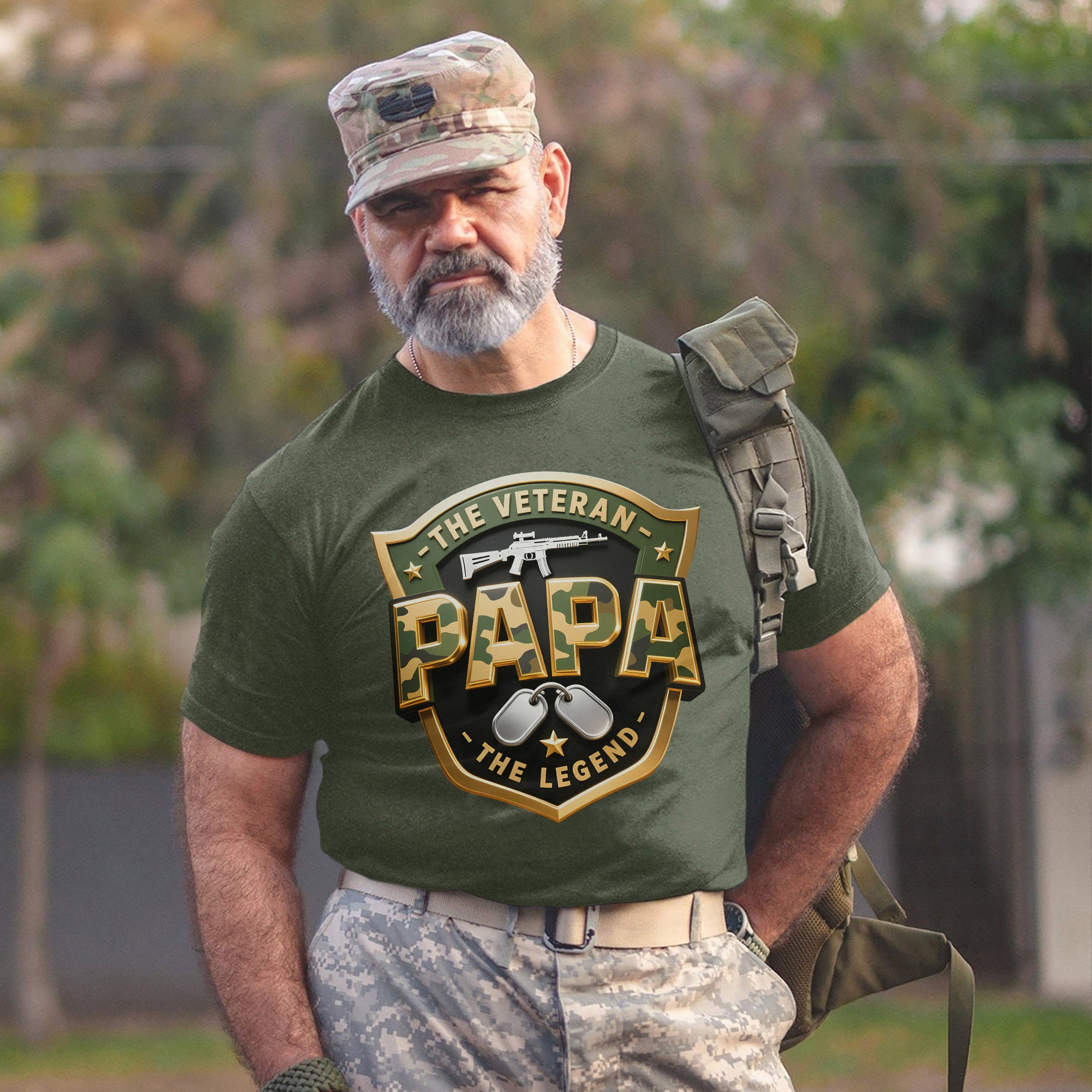 The Veteran The Papa The Legend Honoring Strength Love and a Legacy of Military Pride T-Shirt