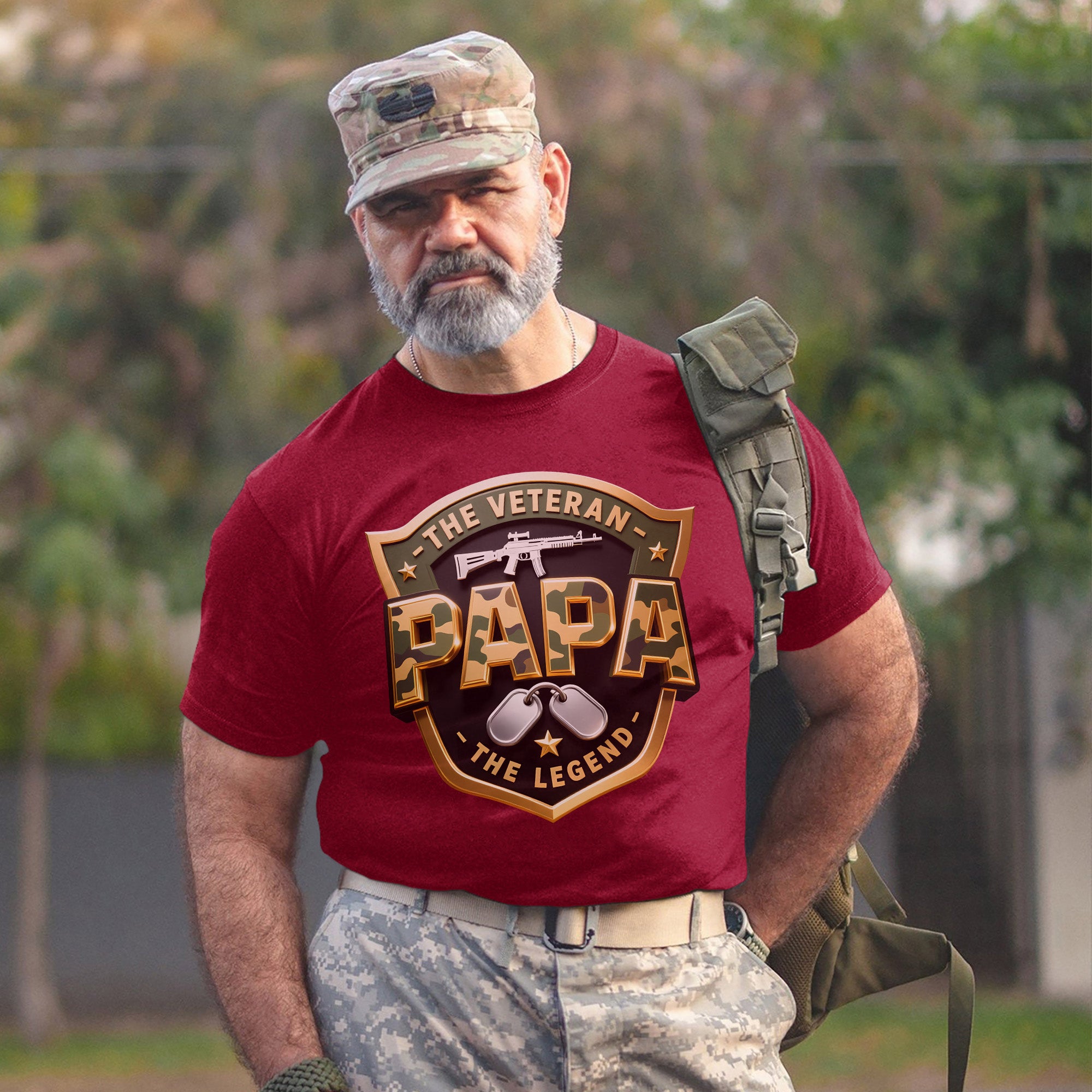 The Veteran The Papa The Legend Honoring Strength Love and a Legacy of Military Pride T-Shirt